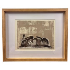 1977 Henry Moore Reclining Figure Interior Setting I Lithograph Cramer 458