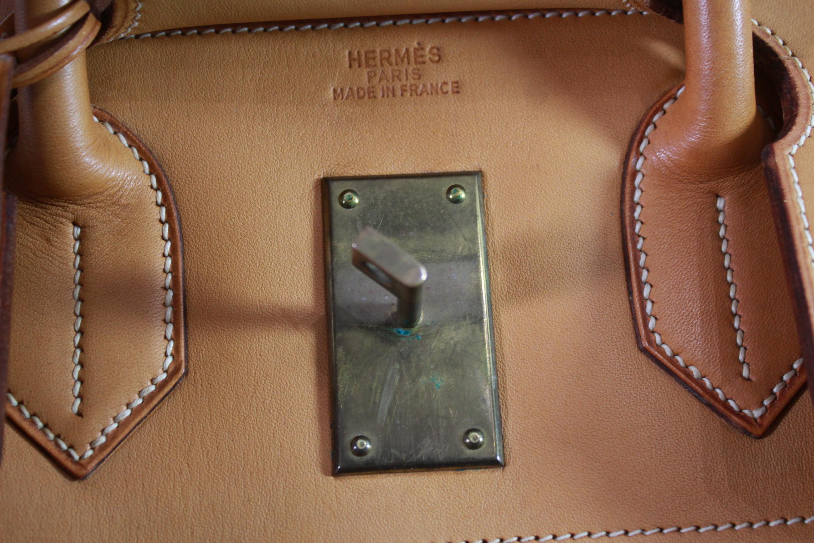 1977 Hermes Travel XL Haut à Courroies in Brown Natural Leather Barenia Style 7