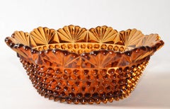 1977 Hobnail Amber Glass Bowl Fenton Style By Imperial Glass Mid-Century Modern