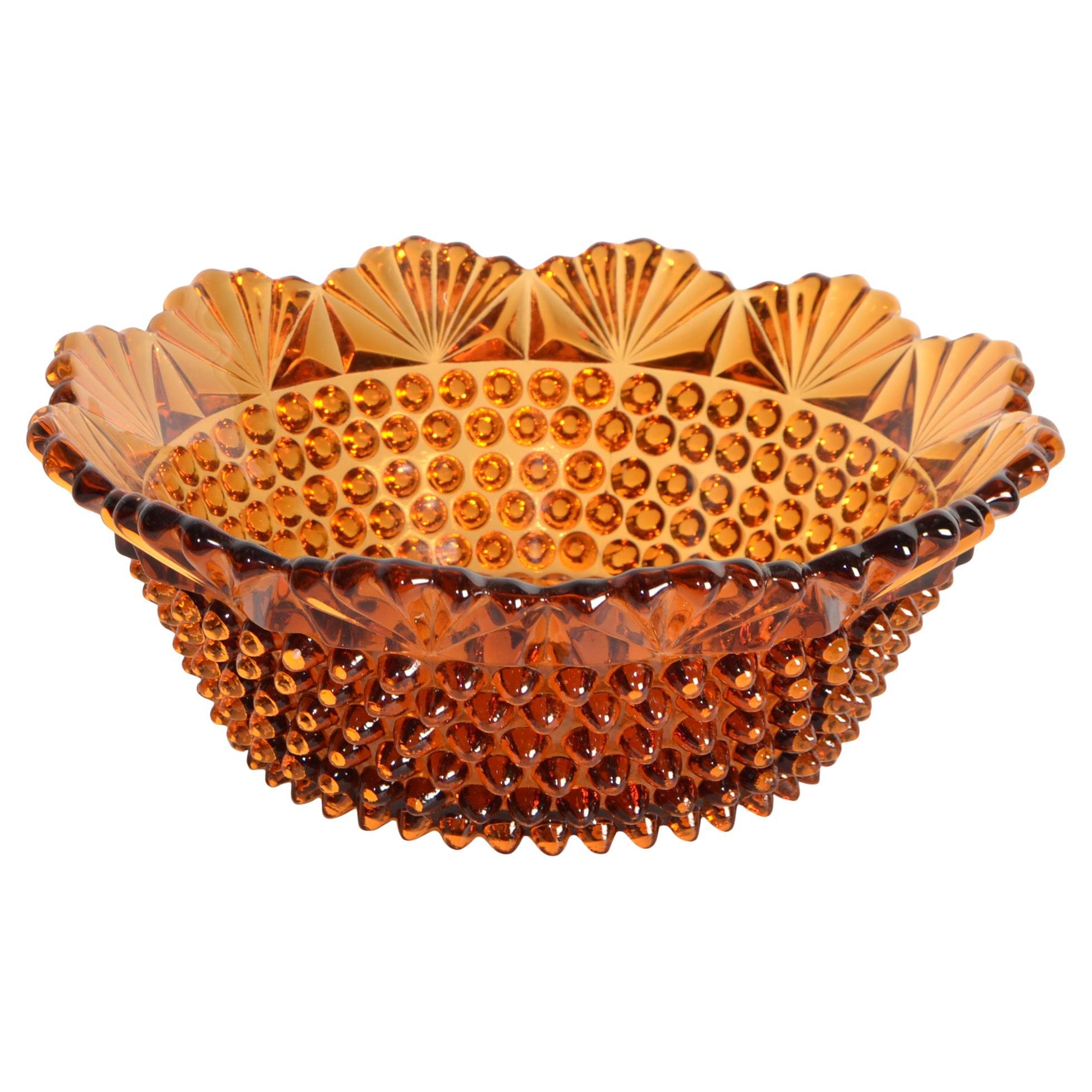 1977 Hobnail Ciotola in vetro ambrato stile Fenton di Imperial Glass Mid-Century Modern in vendita
