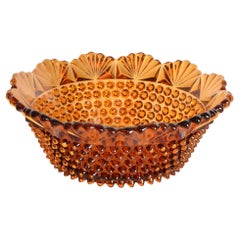 1977 Cuenco de vidrio ámbar Hobnail Estilo Fenton Por Imperial Glass Moderno de mediados de siglo