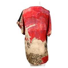 1977 ISSEY MIYAKE 'Paradise Lost' silk kimono top with print by TADANORI YOKOO