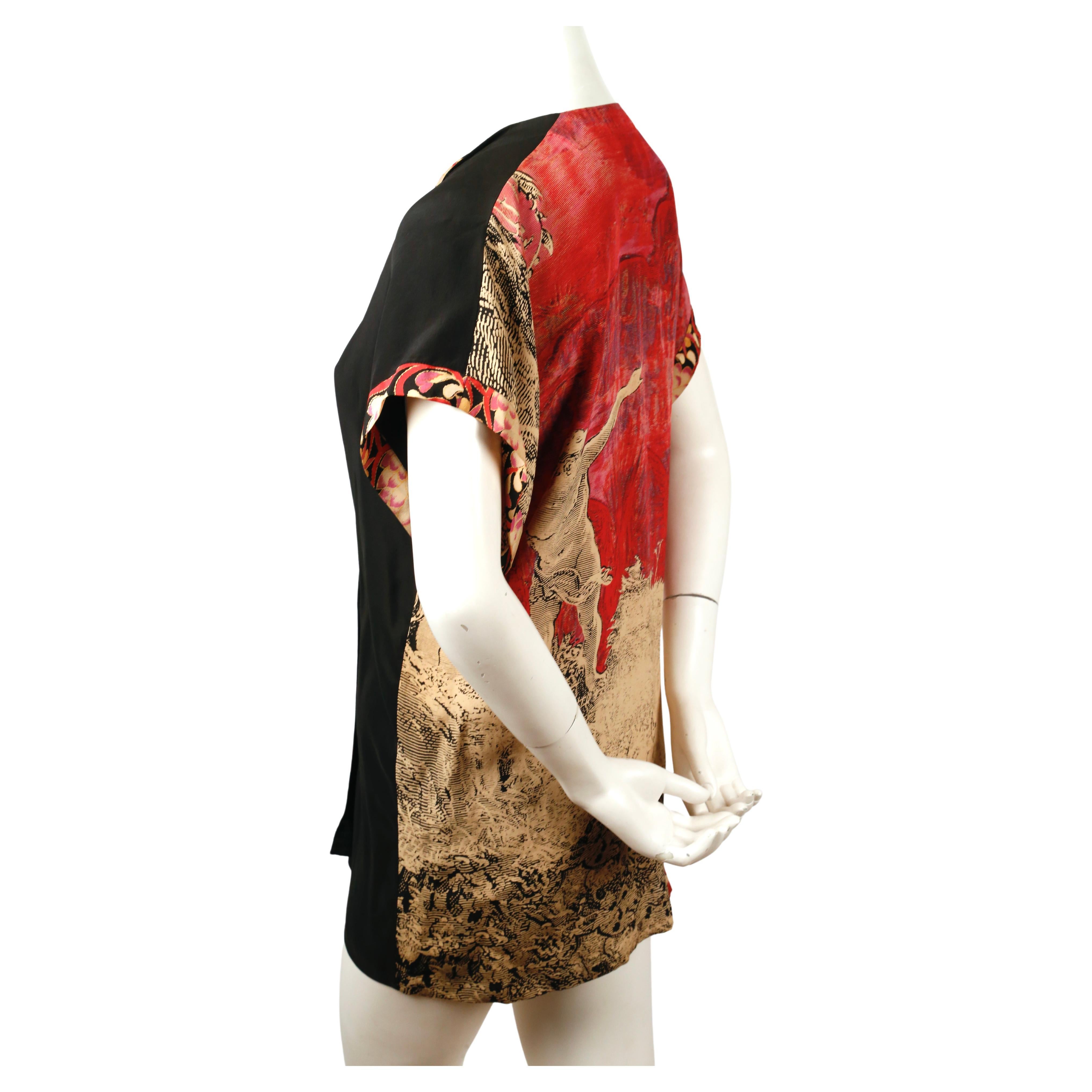 Black 1977 ISSEY MIYAKE 'Paradise Lost' silk kimono top with print by TADANORI YOKOO