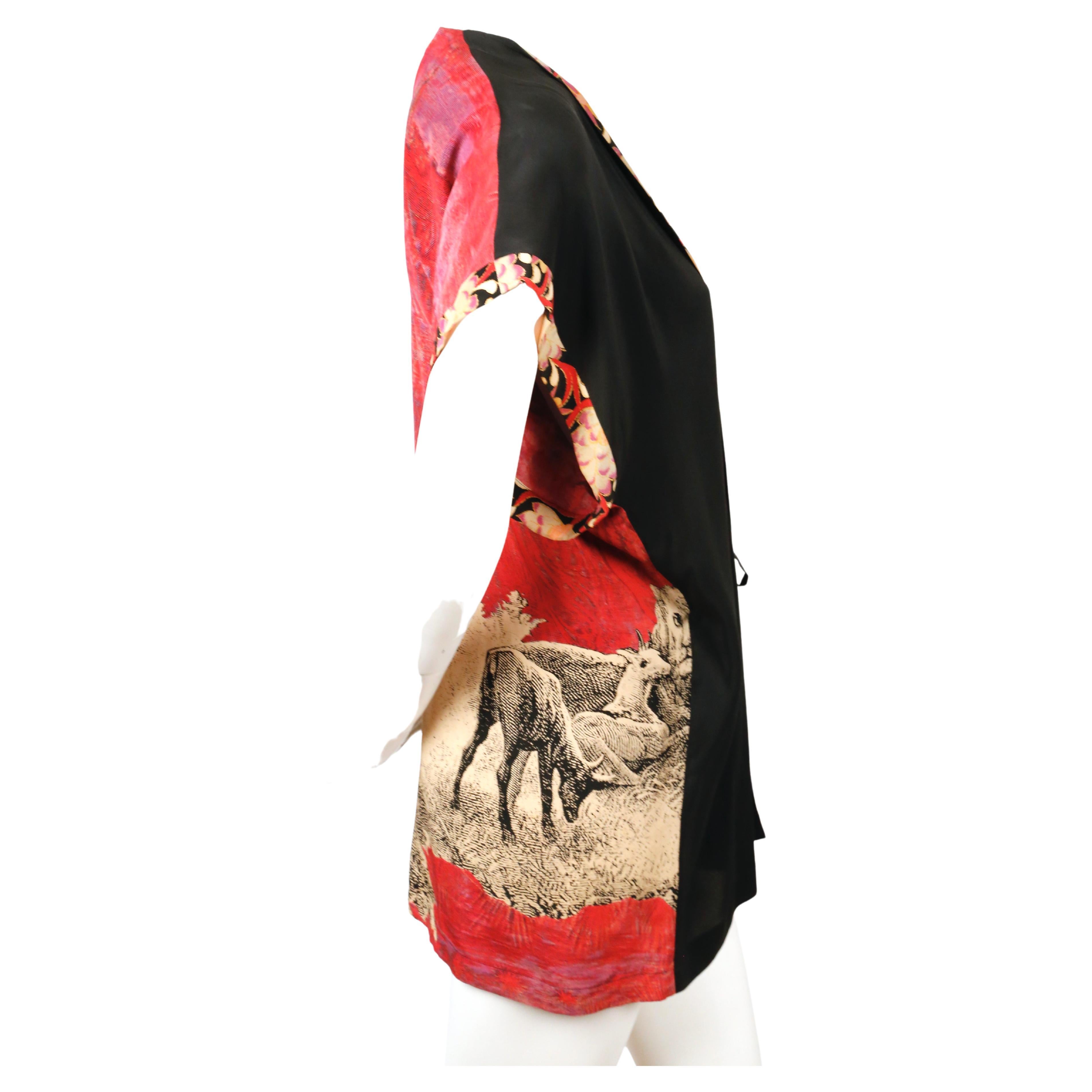1977 ISSEY MIYAKE 'Paradise Lost' silk kimono top with print by TADANORI YOKOO In Good Condition In San Fransisco, CA