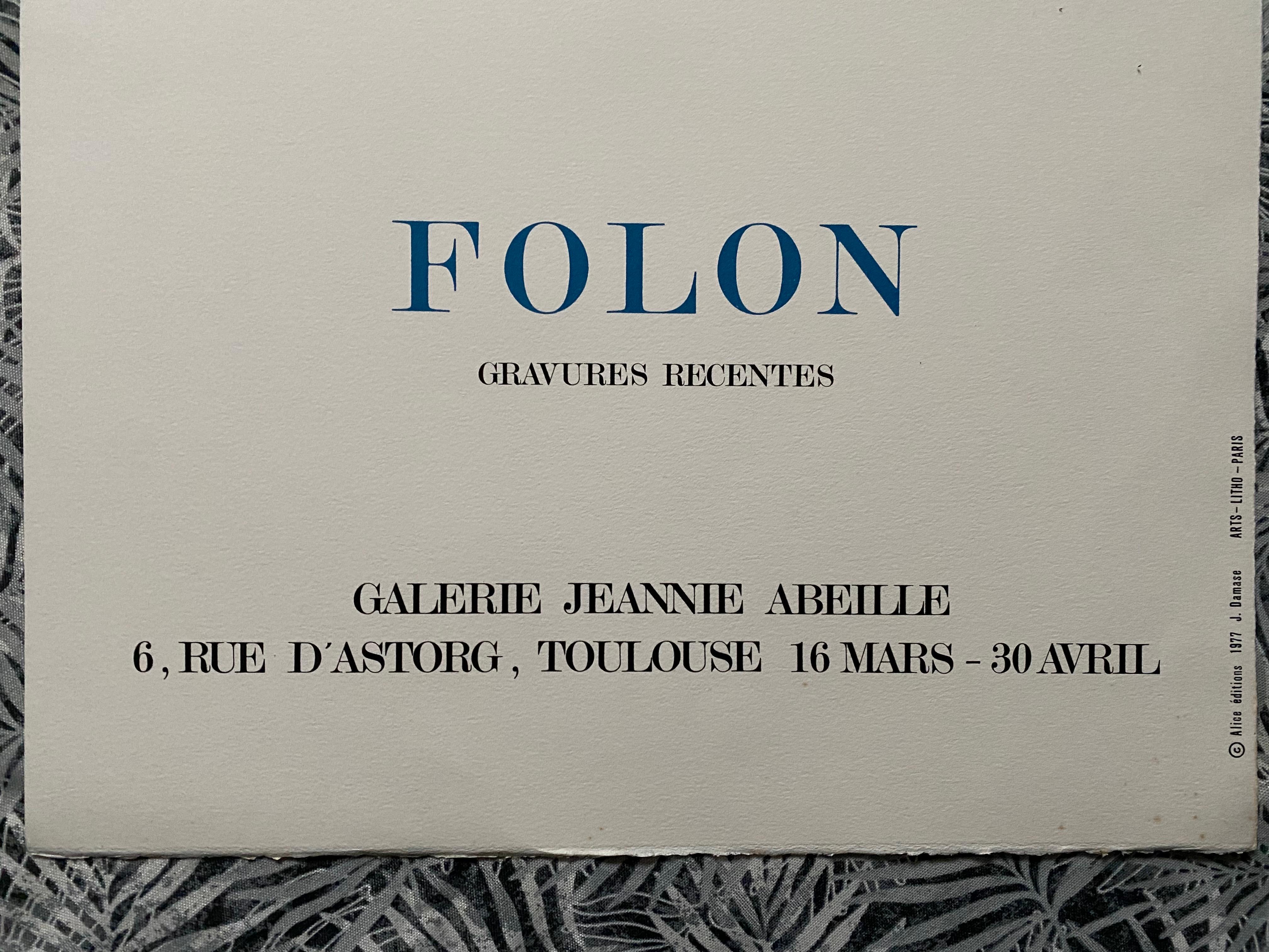 1977 Jean-Michel Folon Lithograph – Exhibition Poster For Sale 3