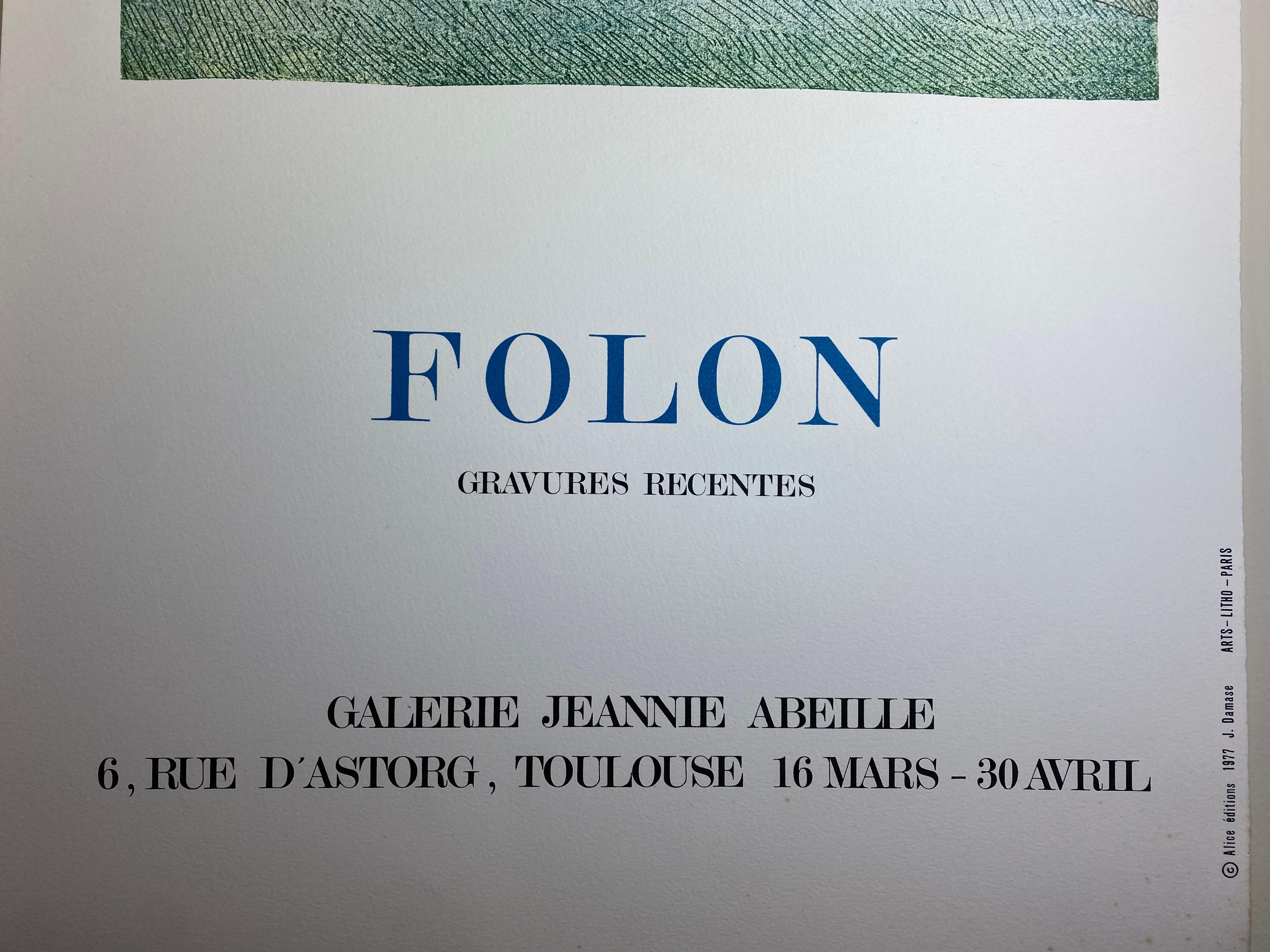 1977 Jean-Michel Folon Lithograph – Exhibition Poster For Sale 2