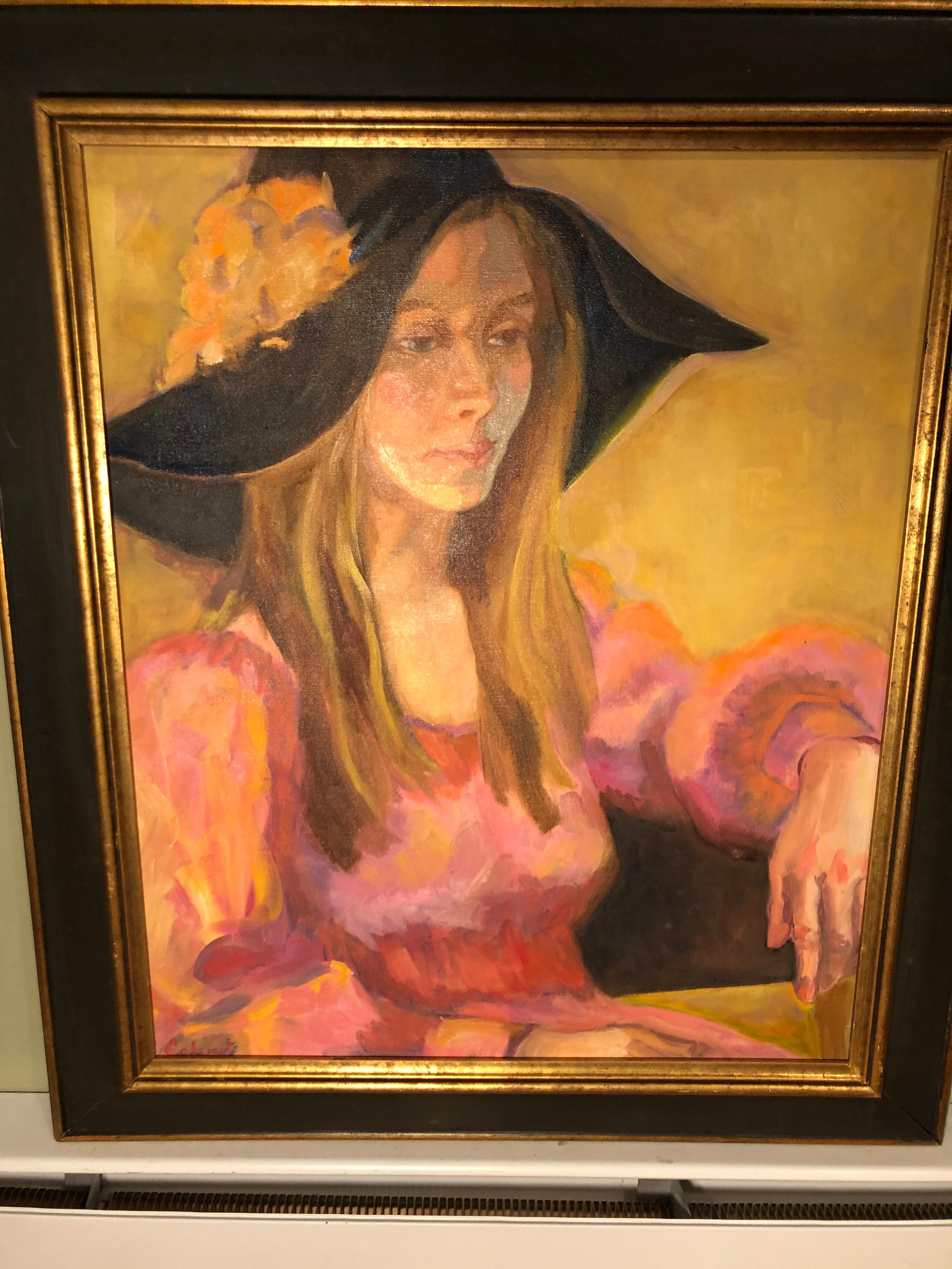 1977 Joni Mitchell-Porträt im Stil von Peggy Calvart (Moderne der Mitte des Jahrhunderts) im Angebot
