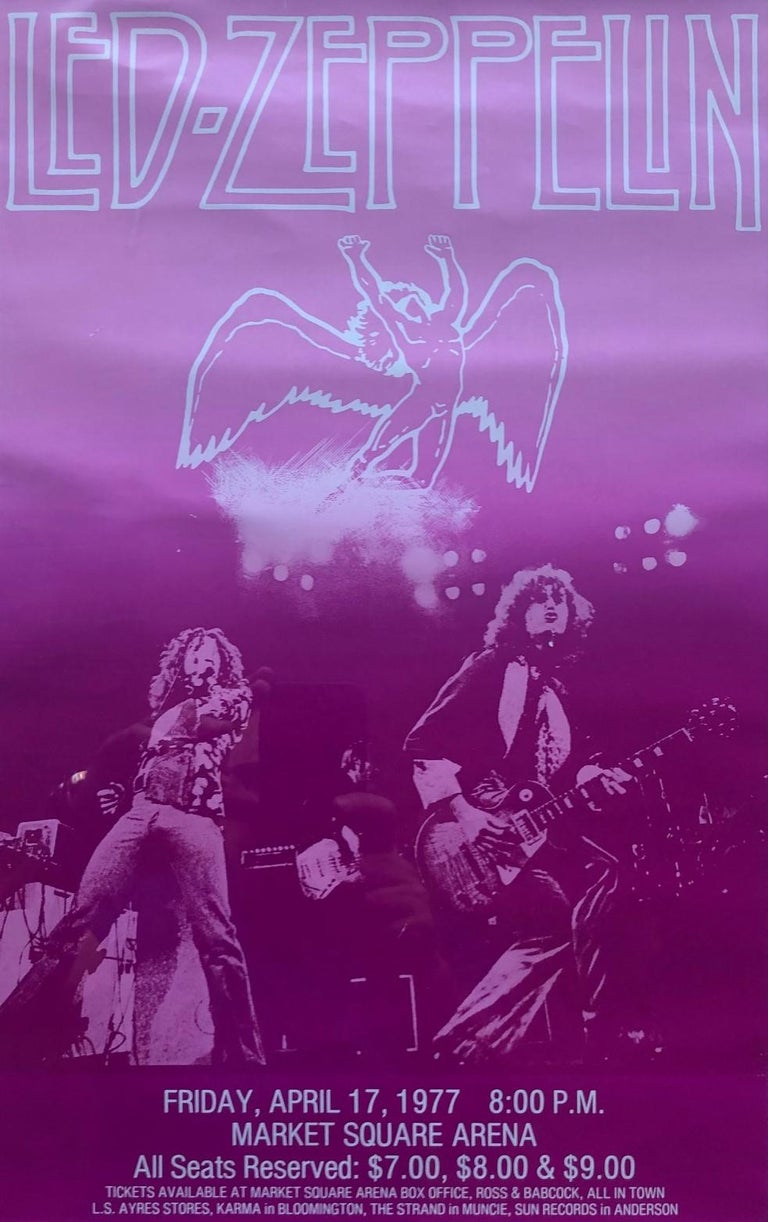 1977 Led Zeppelin Vintage Concert Poster Live at Market Square Arena at
