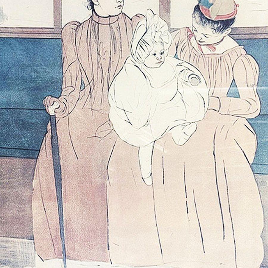 1977 Mary Cassatt In the Omnibus New York Library Art Gallery Poster, gerahmt (Spätviktorianisch) im Angebot