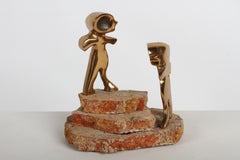 1977 Mid-Century Modern Alan "Budd" Lewin Bronze Surrealist Figures Sculpture