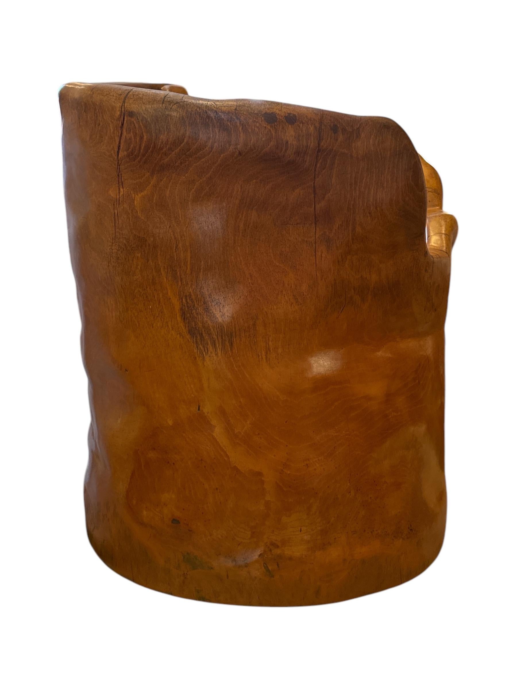 Late 20th Century 1977 Mid Century Rustic Continental Carved Wooden Chair by Watkins