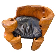 1977 Mid Century Rustic Continental Carved Wooden Chair by Watkins