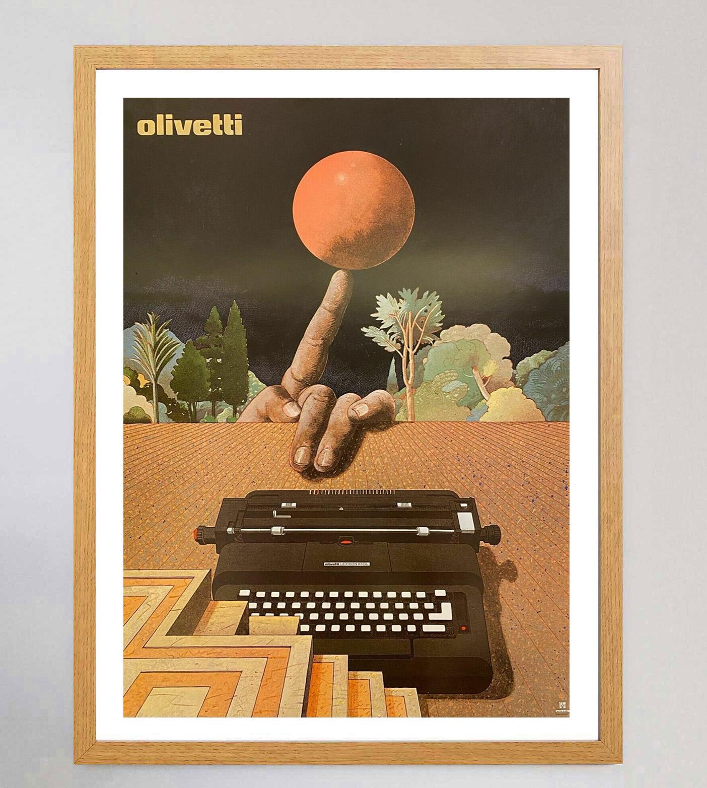 1977 Milton Glaser - Olivetti Typewriter Original Vintage Poster In Good Condition For Sale In Winchester, GB
