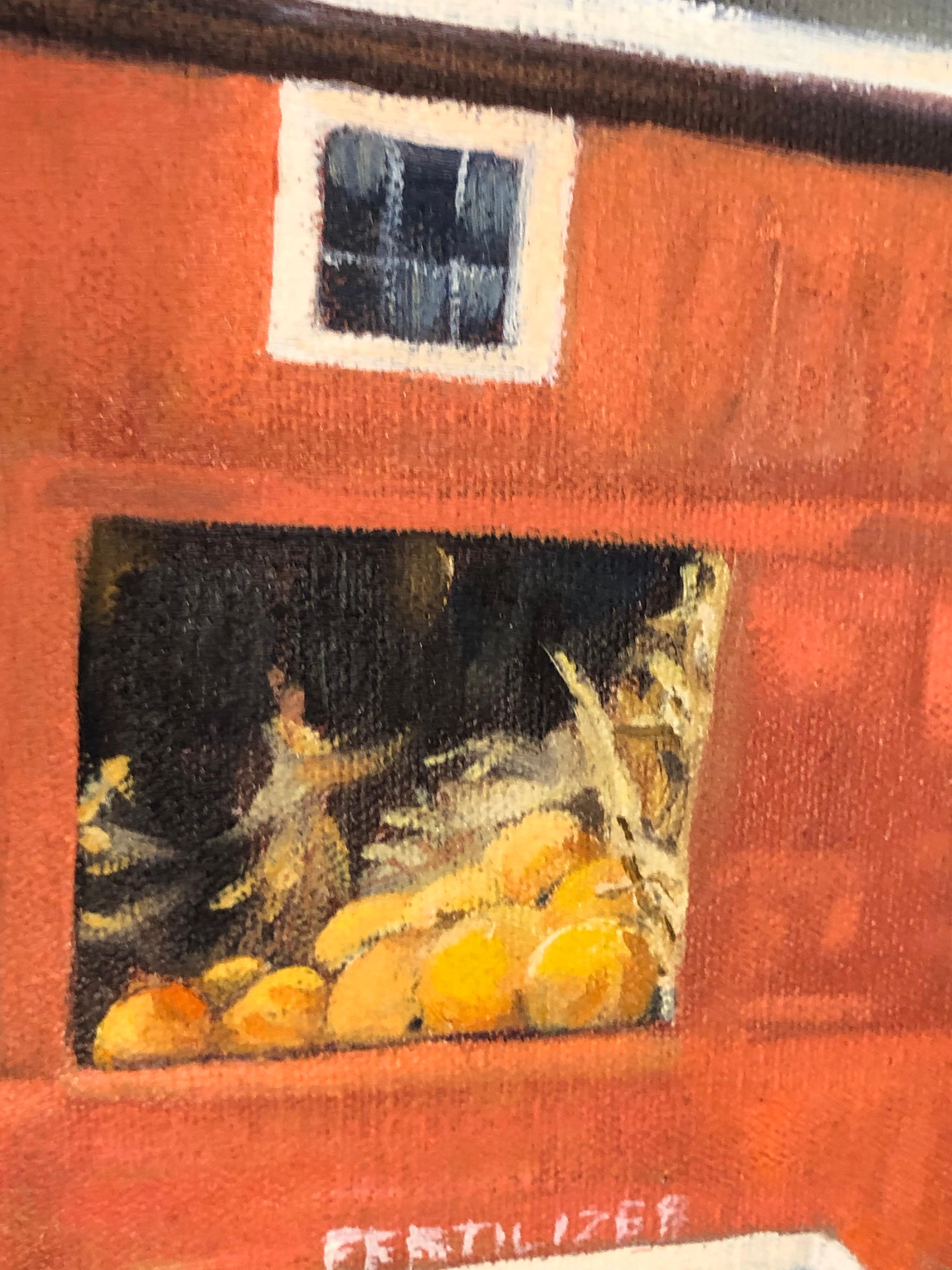 Peinture à l’huile sur toile d’un paysage d’automne avec grange rouge de J. Preece, 1977 en vente 8