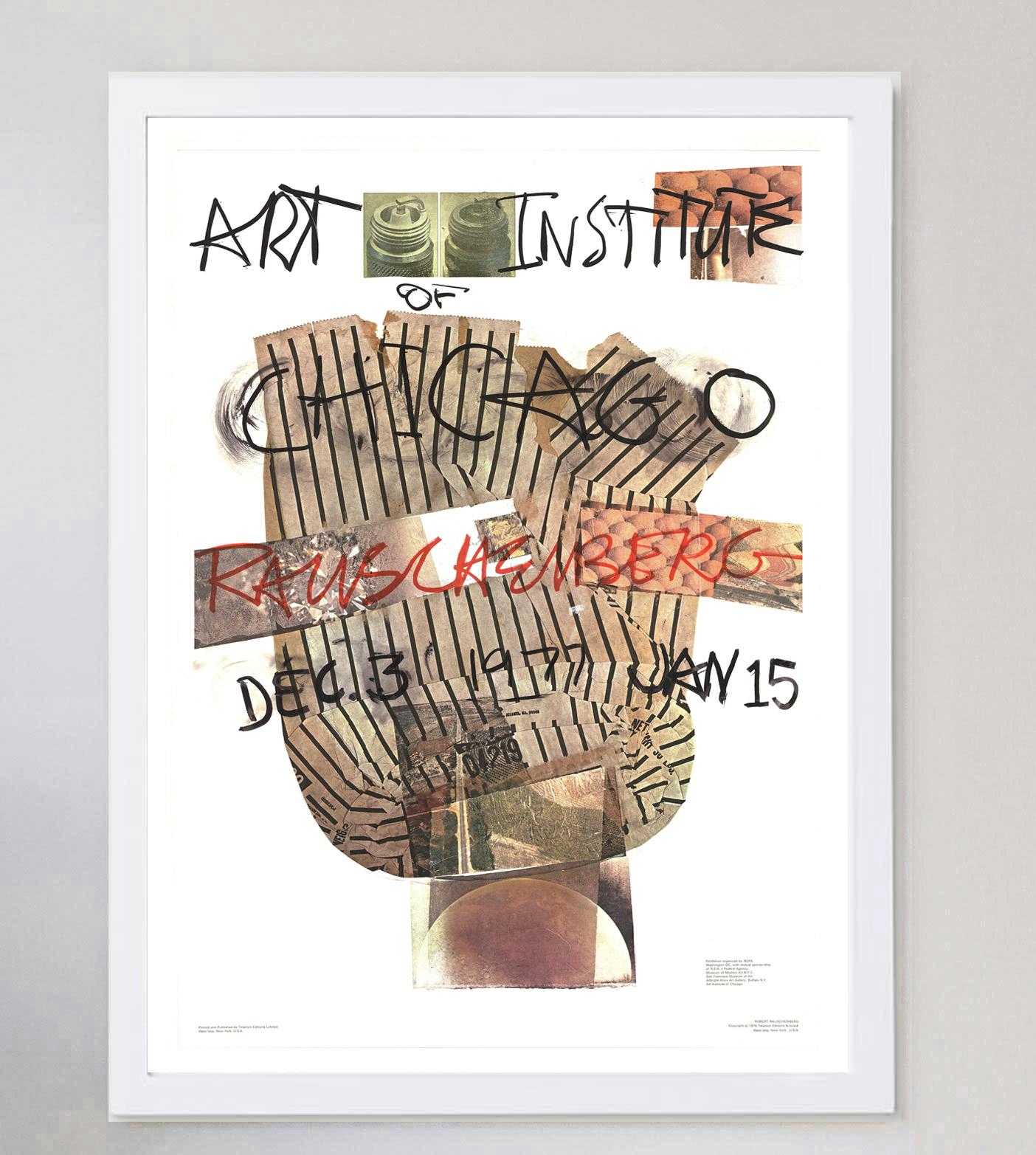 1977 Robert Rauschenberg - Art Institute of Chicago Original Vintage Poster In Good Condition For Sale In Winchester, GB