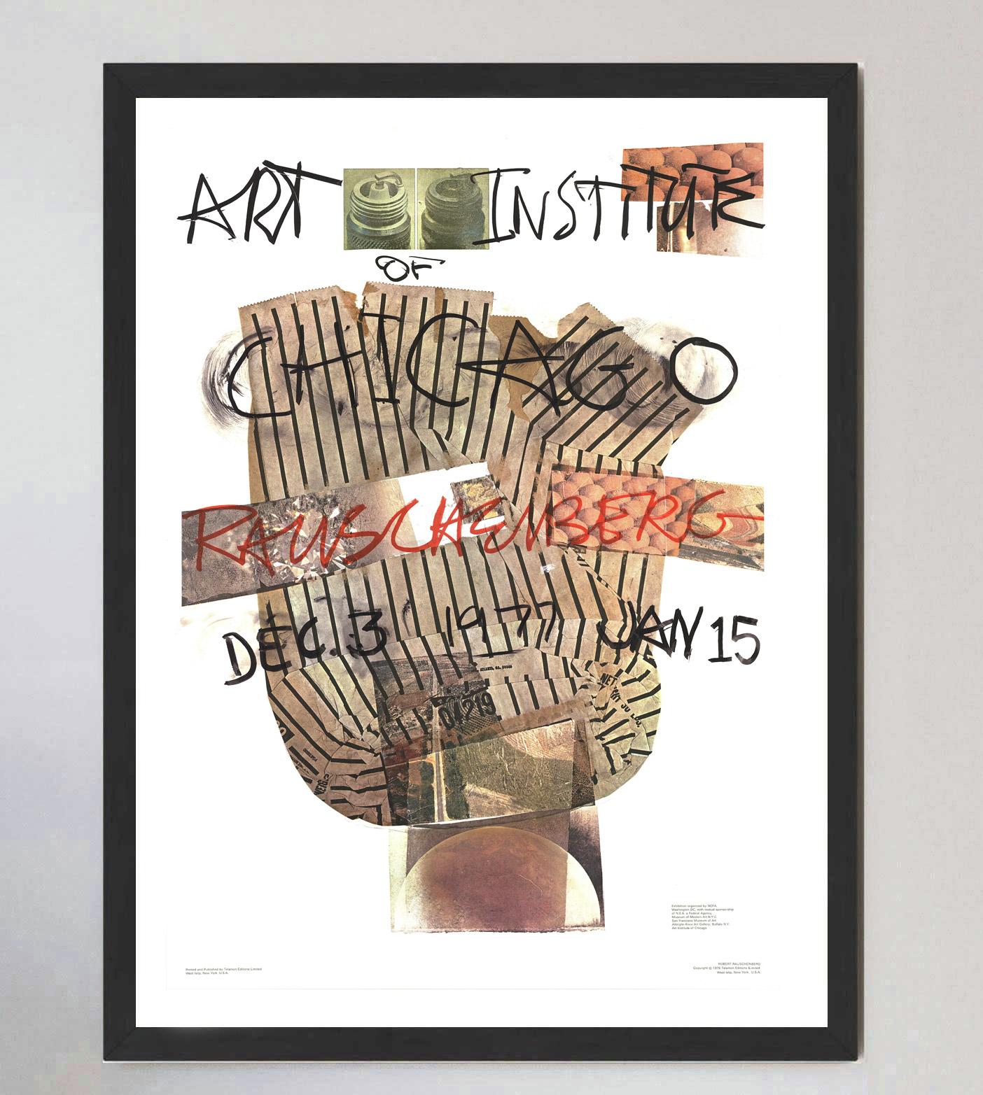 Late 20th Century 1977 Robert Rauschenberg - Art Institute of Chicago Original Vintage Poster For Sale