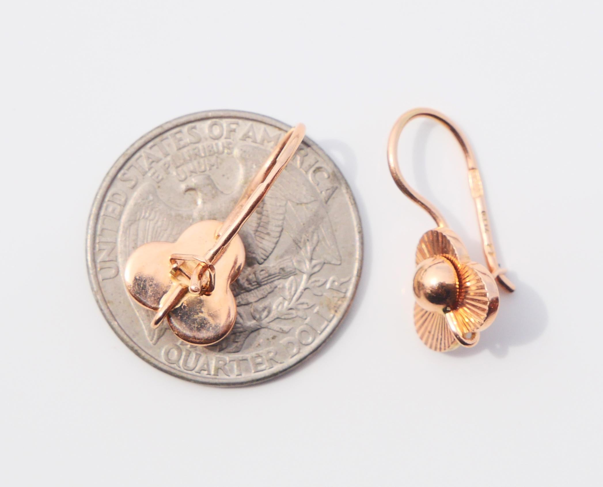 1977 Soviet Earrings solid 14 K Rose Gold / 3.9 gr 6