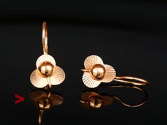 1977 Soviet Earrings solid 14 K Rose Gold / 3.9 gr