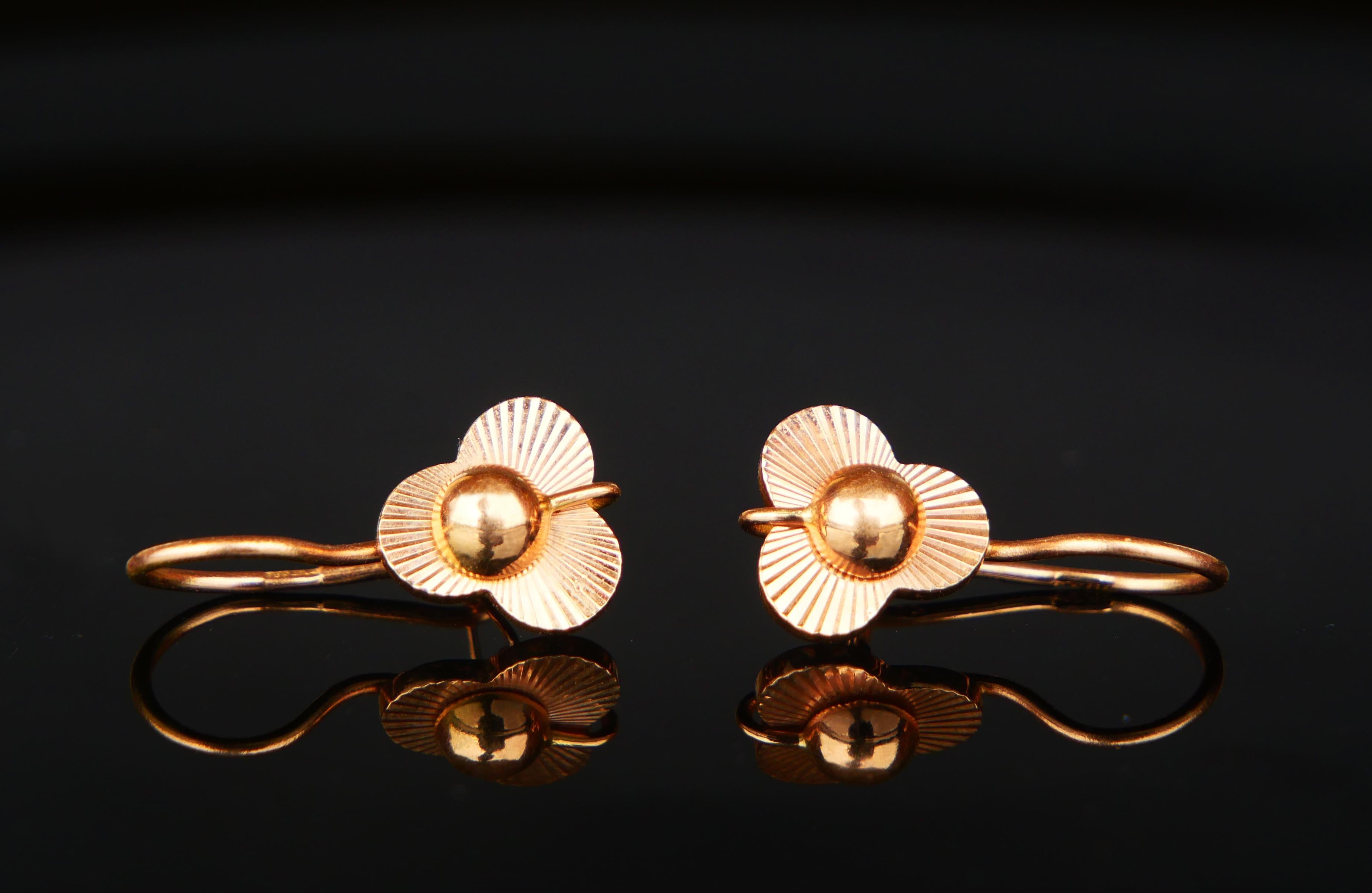Art Deco 1977 Soviet Earrings solid 14 K Rose Gold / 3.9 gr
