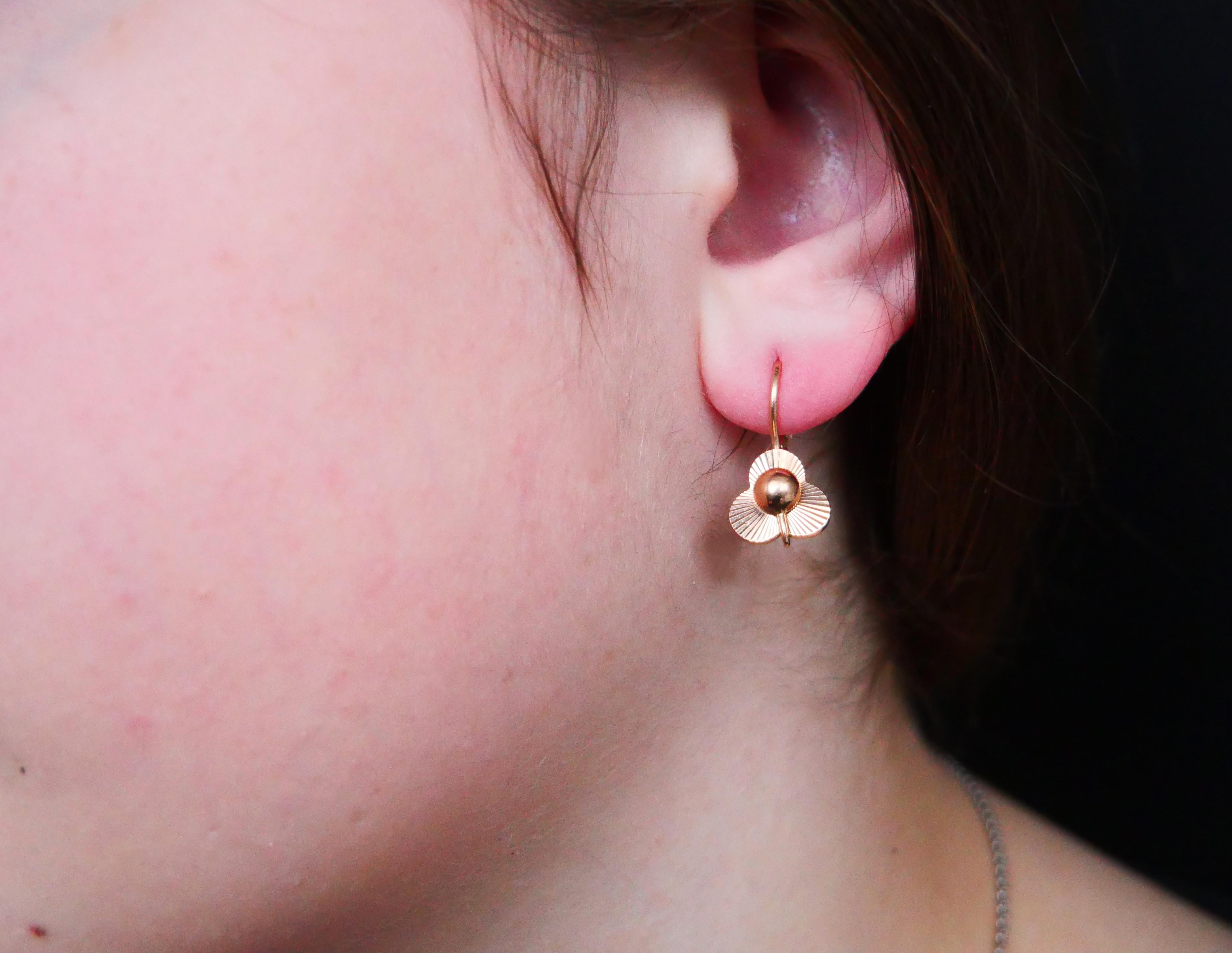 1977 Soviet Earrings solid 14 K Rose Gold / 3.9 gr 1