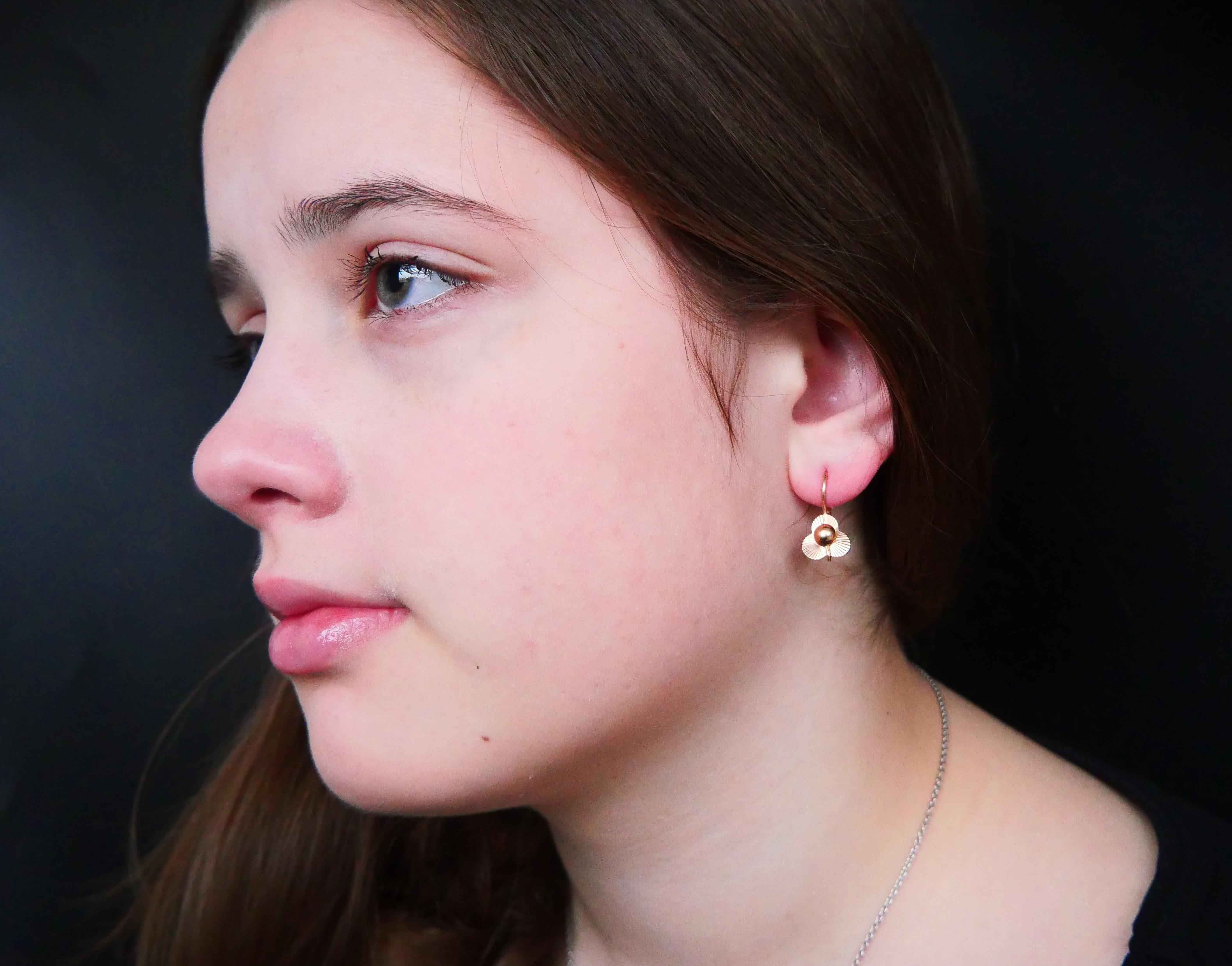 1977 Soviet Earrings solid 14 K Rose Gold / 3.9 gr 2