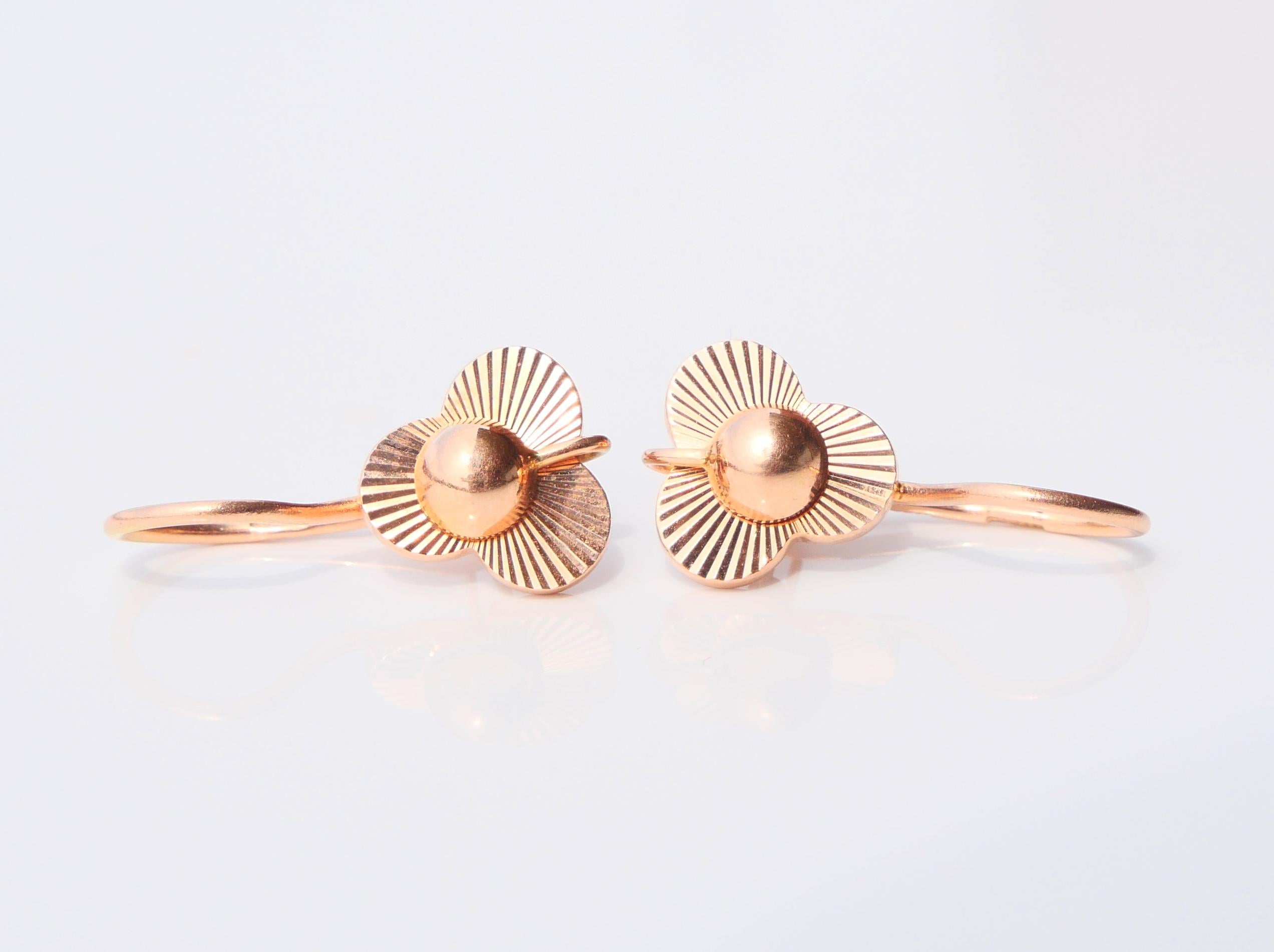 1977 Soviet Earrings solid 14 K Rose Gold / 3.9 gr 3