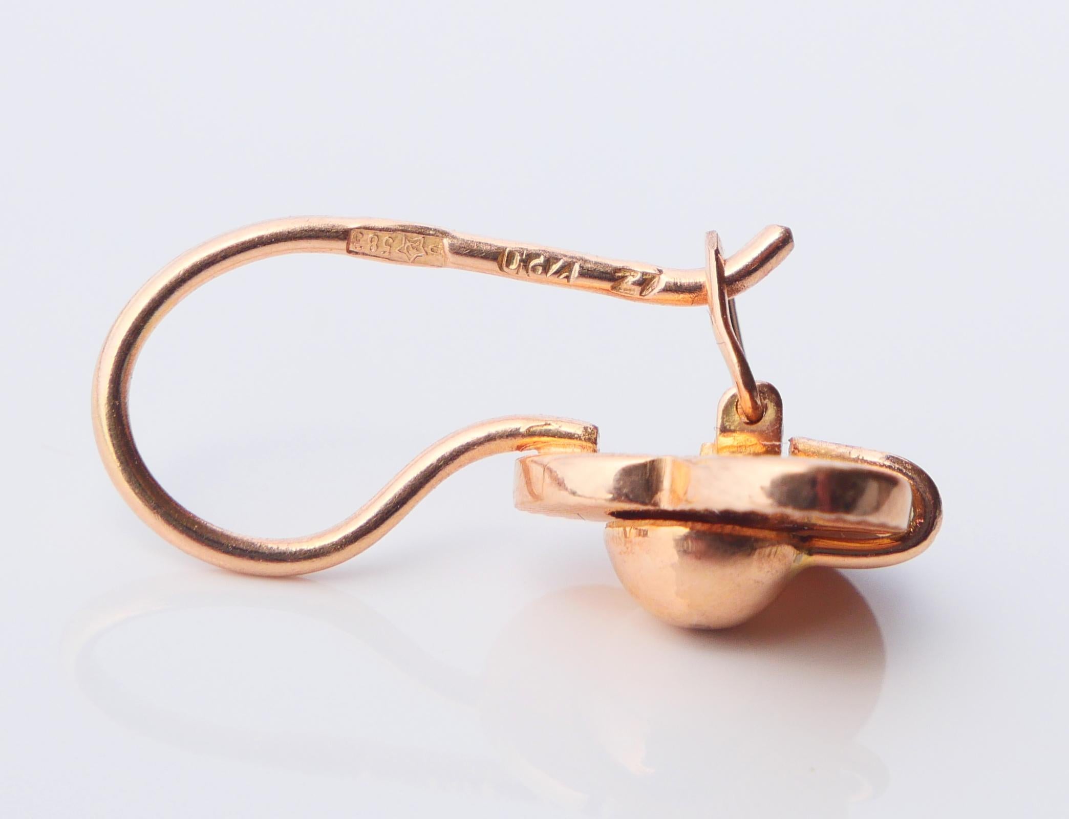 1977 Soviet Earrings solid 14 K Rose Gold / 3.9 gr 5