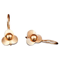 1977 Soviet Earrings solid 14 K Rose Gold / 3.9 gr