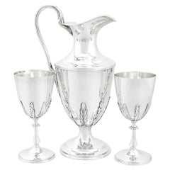 1977, Sterling Silver Claret Jug and Matching Goblets