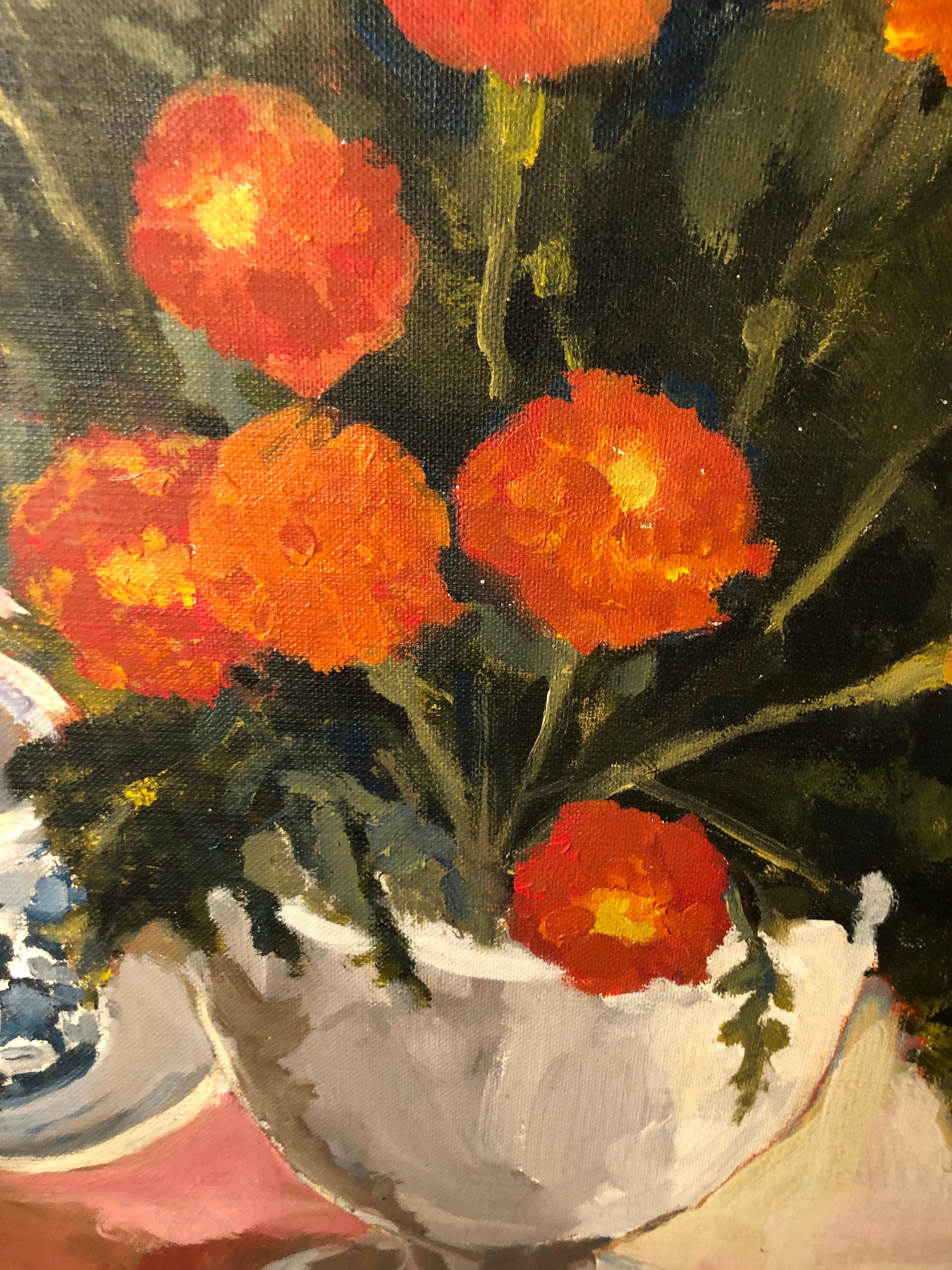 1977 Still Life of Marigolds by Arlene Skutch For Sale 2