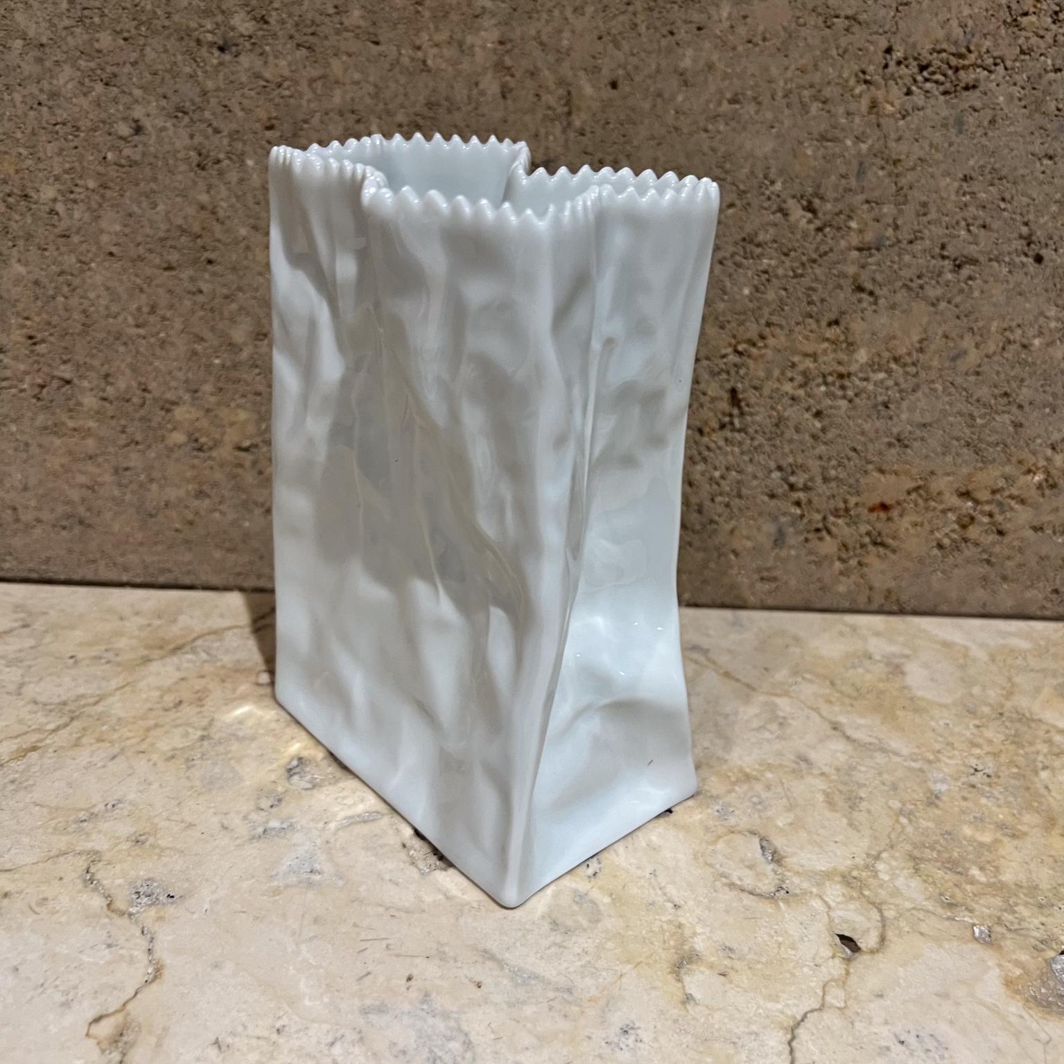 Mid-Century Modern 1977 Tapio Wirkkala for Rosenthal Porcelain Paper Bag Vase