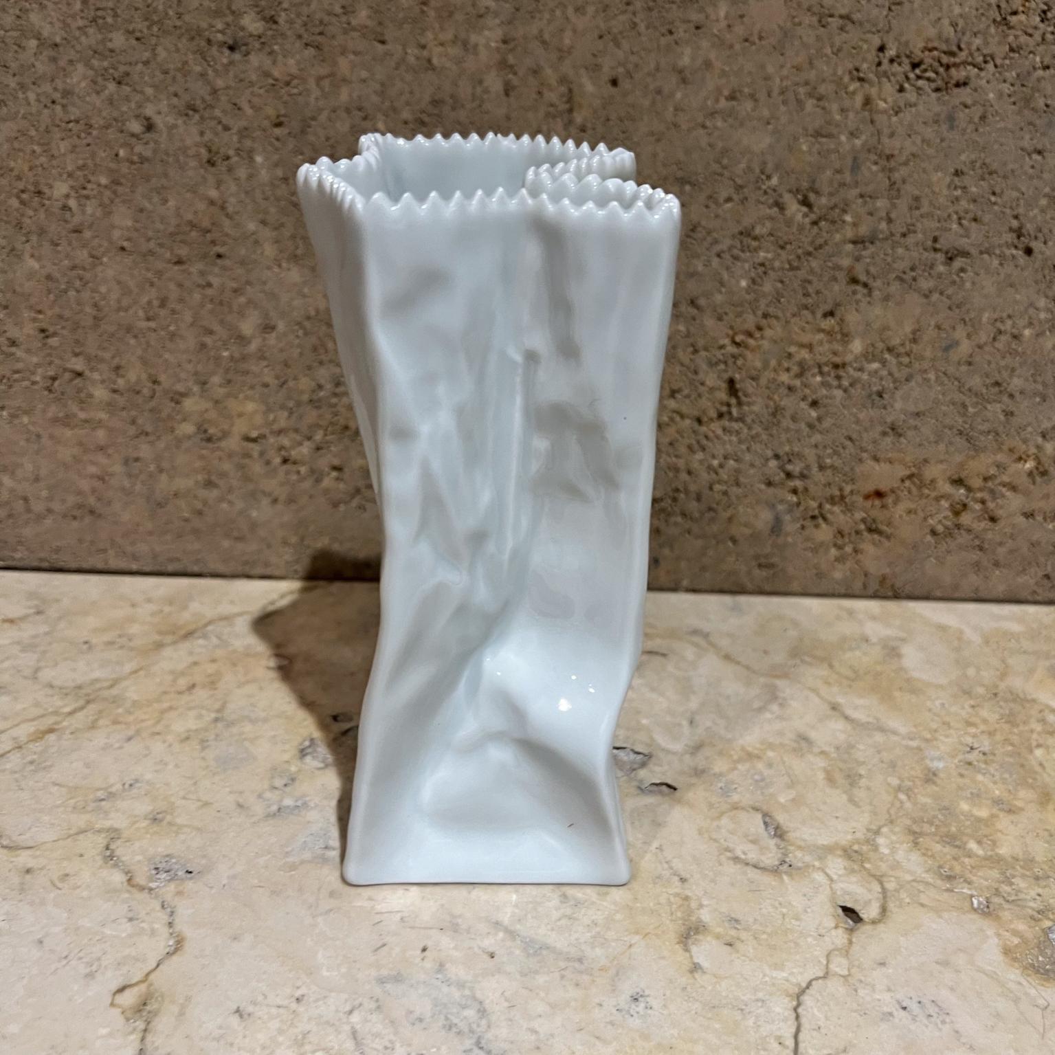 German 1977 Tapio Wirkkala for Rosenthal Porcelain Paper Bag Vase