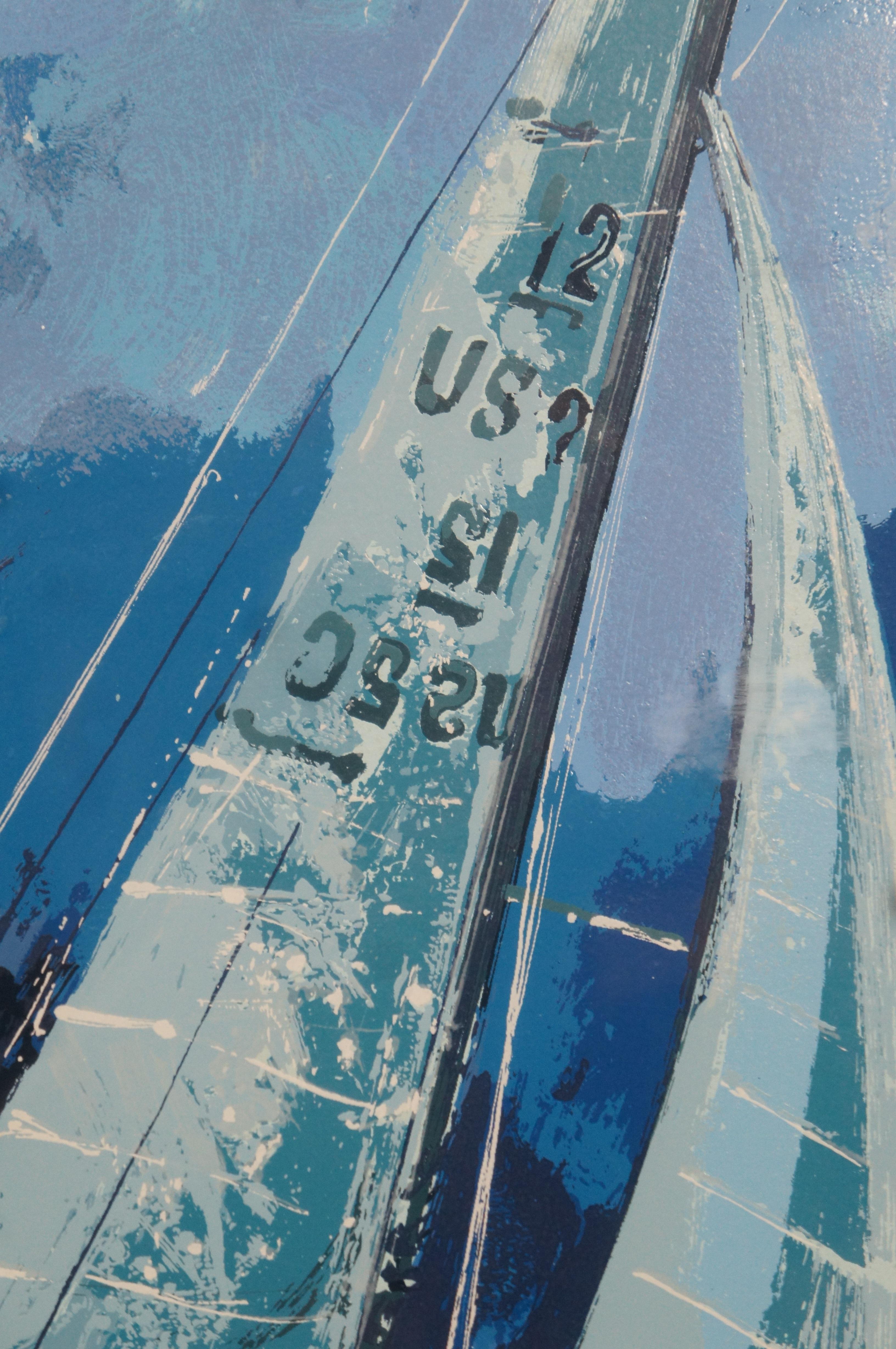 1977 Wayland Moore Americas Champion Nautical Sailboat Serigraph Print For Sale 3