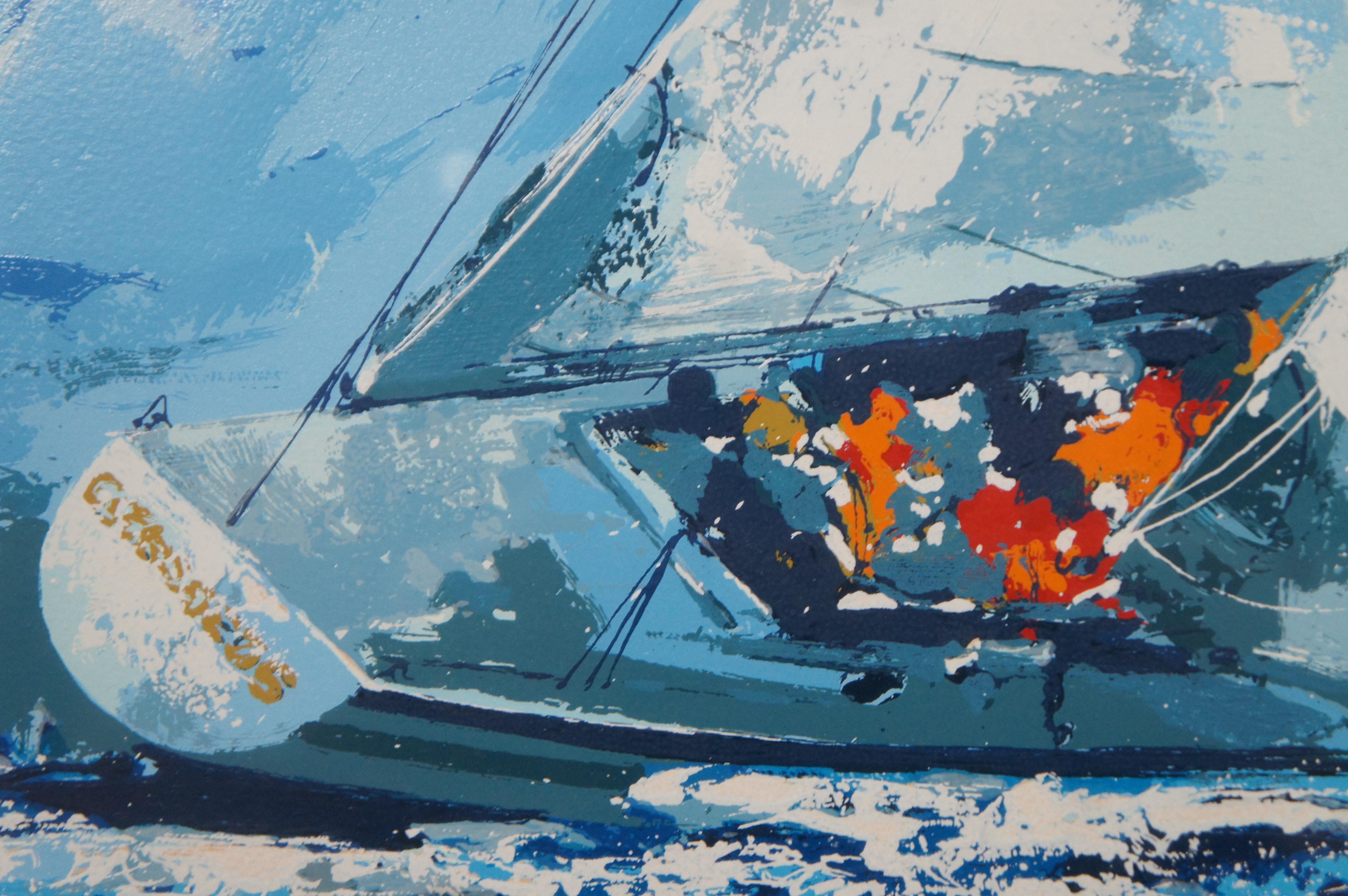 1977 Wayland Moore Americas Champion Nautical Sailboat Serigraph Print For Sale 2