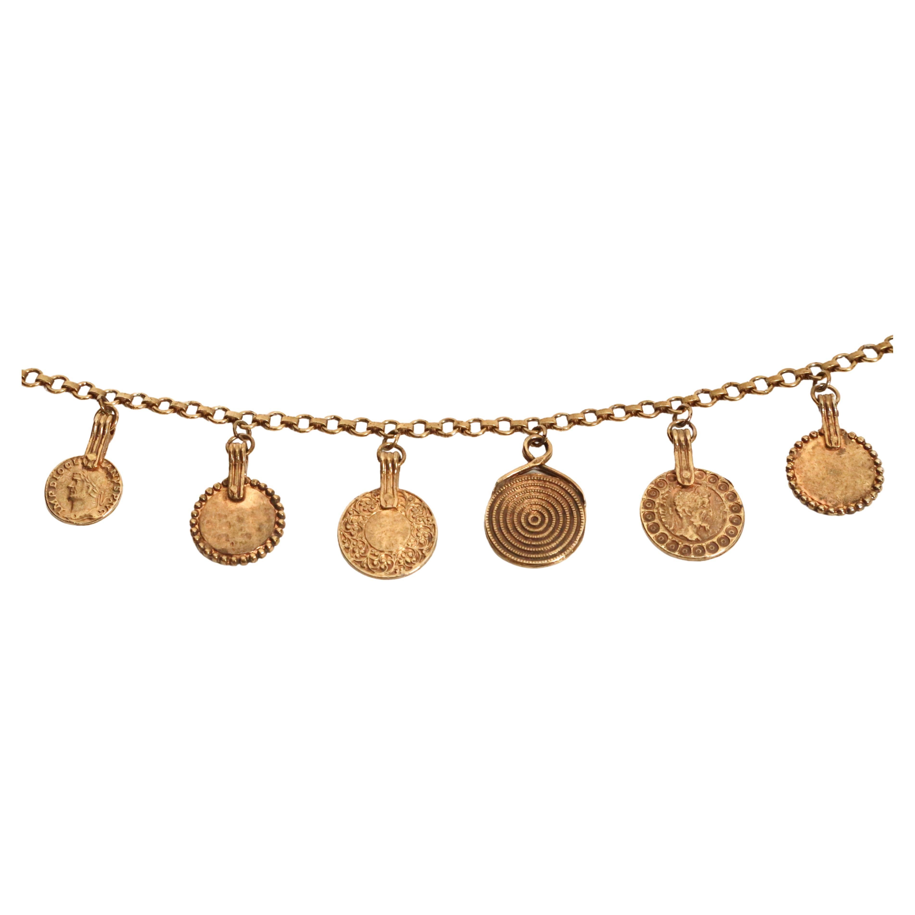 1977 YVES SAINT LAURENT ancient Byzantine style coin layered necklace For Sale 1