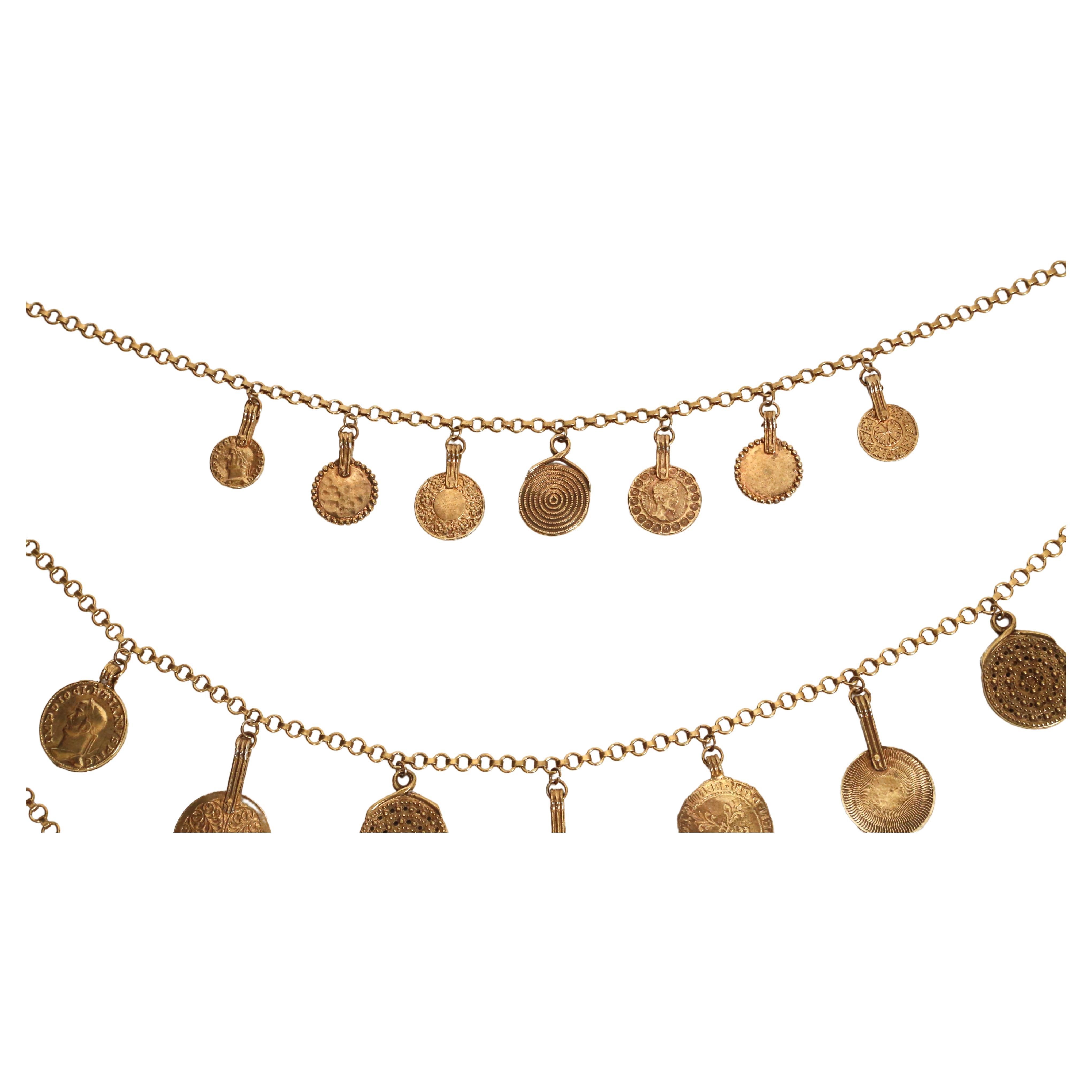 1977 YVES SAINT LAURENT ancient Byzantine style coin layered necklace For Sale 6
