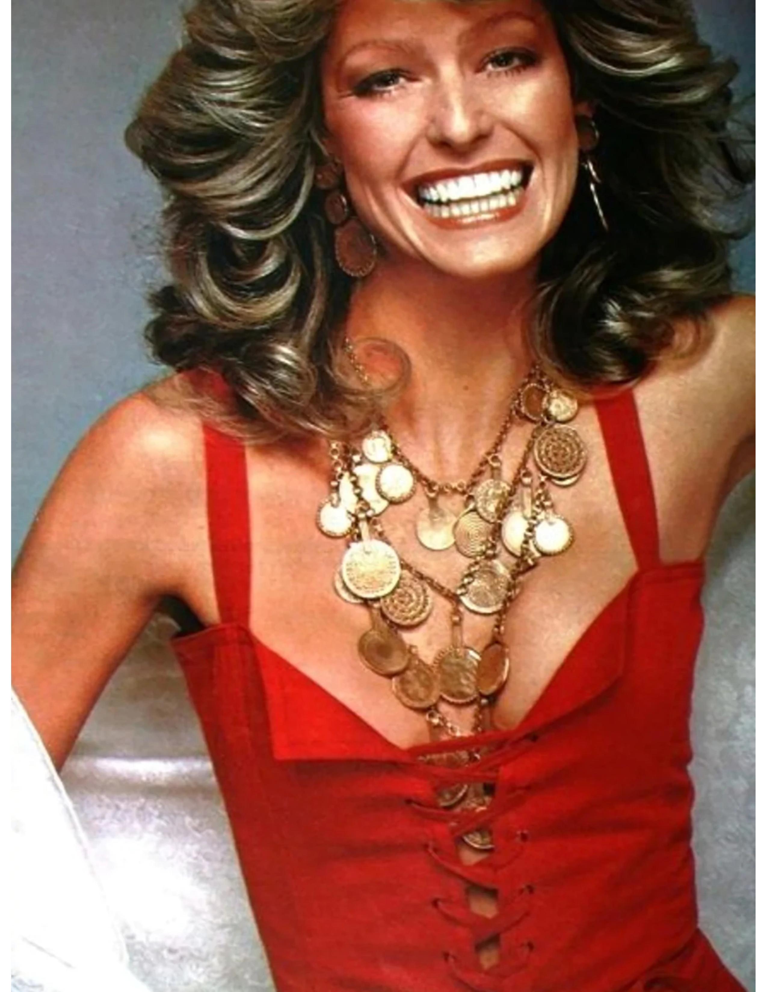 1977 YVES SAINT LAURENT ancient Byzantine style coin layered necklace For Sale 11