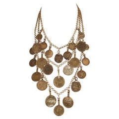 1977 YVES SAINT LAURENT ancient Byzantine style coin layered necklace
