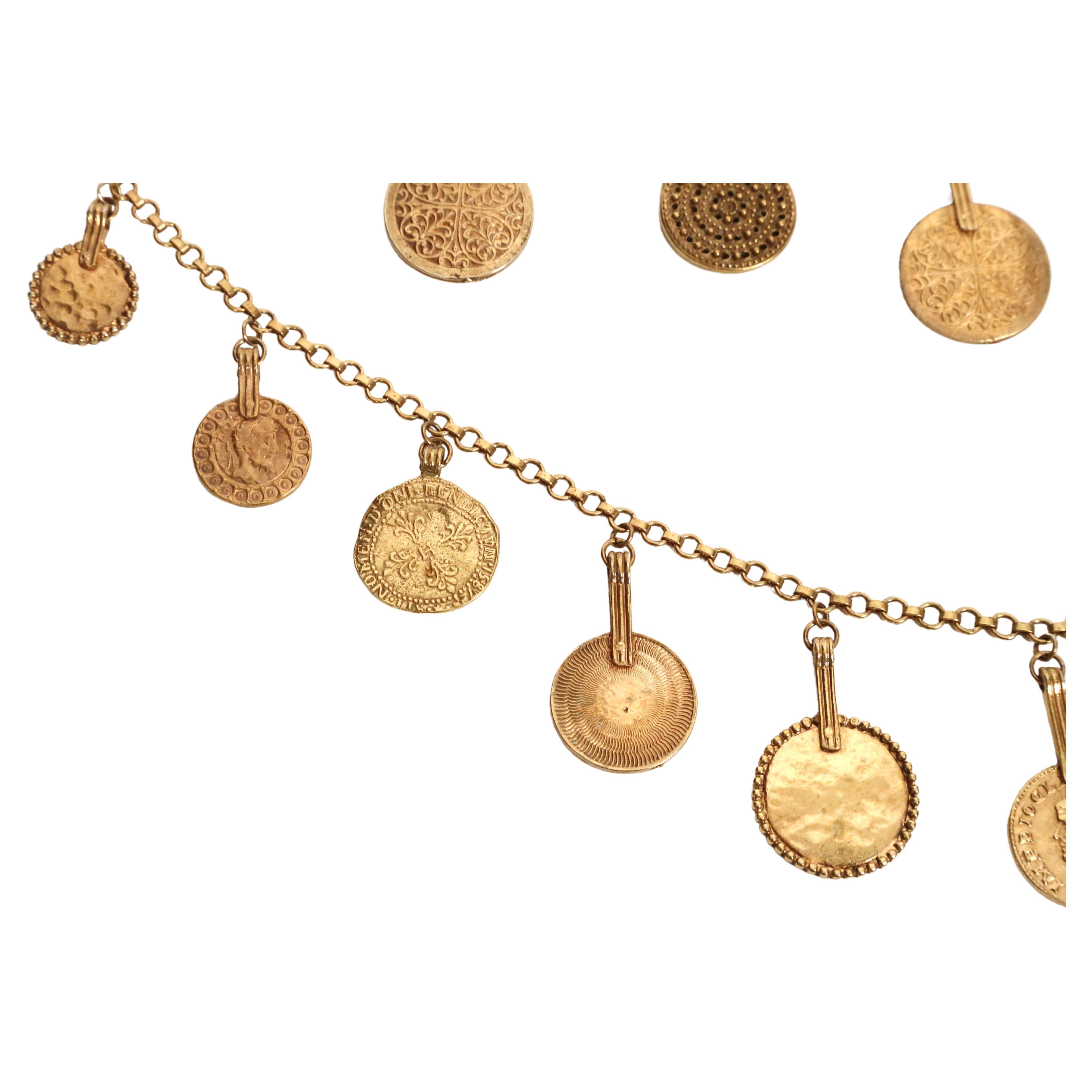 1977 YVES SAINT LAURENT ancient Byzantine style coin layered necklace For Sale 3