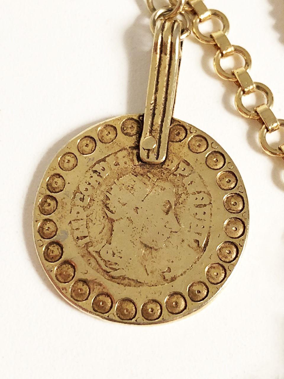 1977 Yves Saint Laurent Gypsy Gold Coin & Cross Medallion Charm Layered Necklace 4
