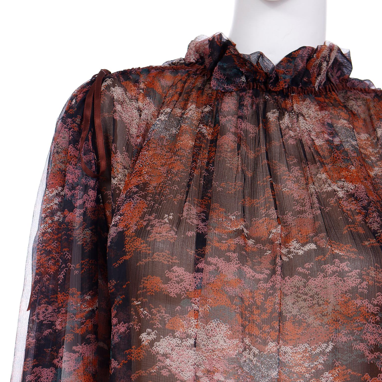 1977 Yves Saint Laurent Haute Couture Silk Chiffon Les Chinoises Blouse 3