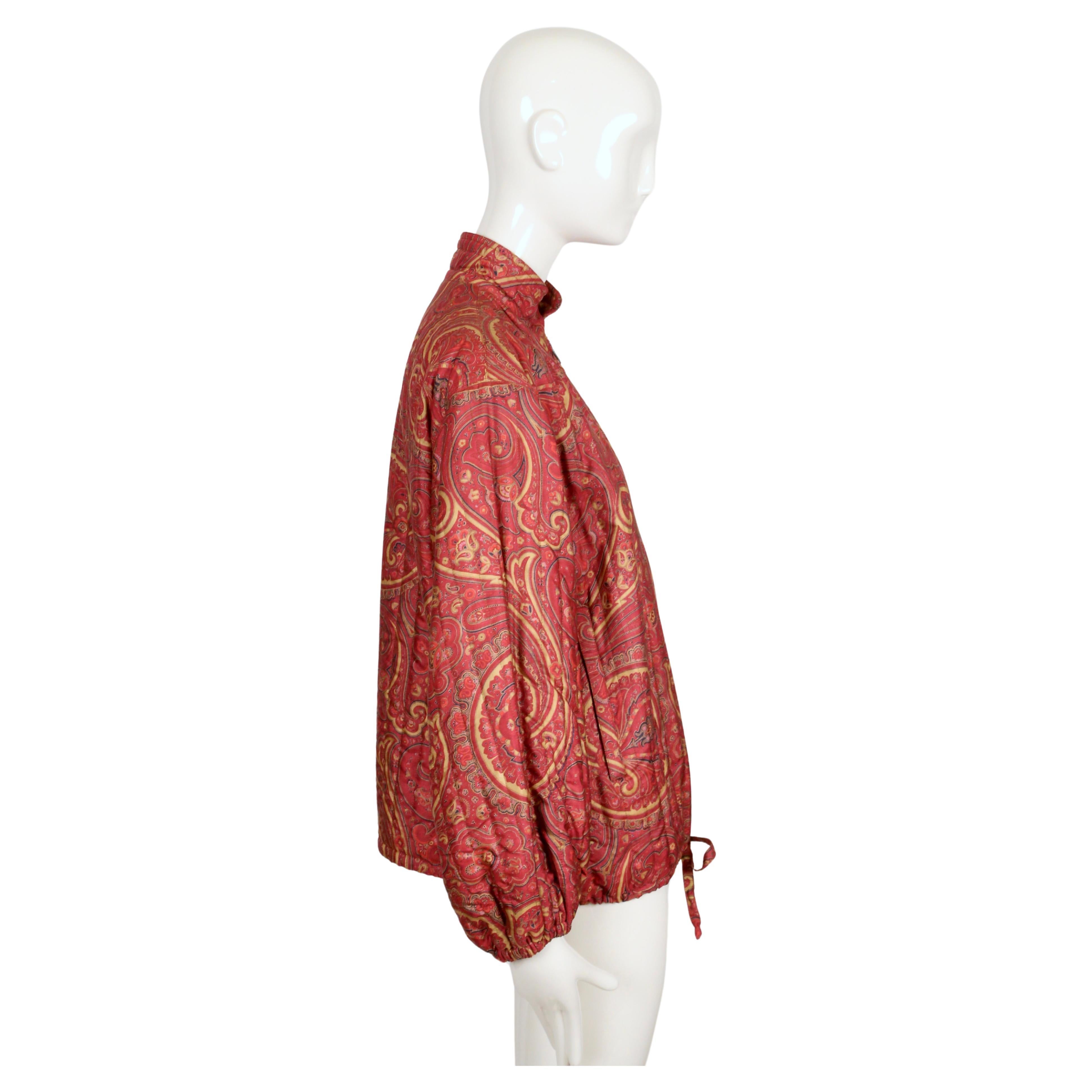 1977 YVES SAINT LAURENT paisley printed quilted silk jacket In Excellent Condition For Sale In San Fransisco, CA