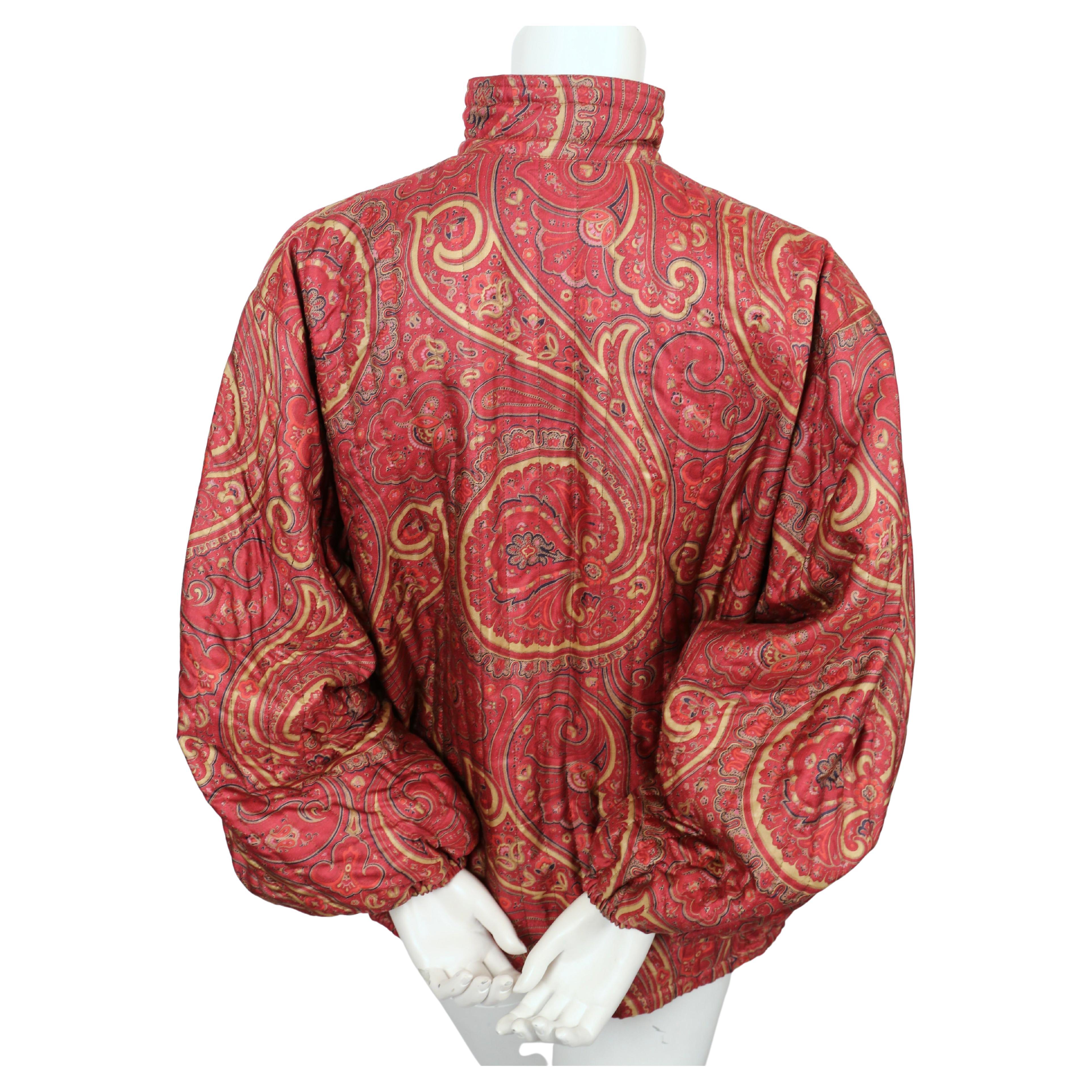 Women's or Men's 1977 YVES SAINT LAURENT paisley printed quilted silk jacket For Sale