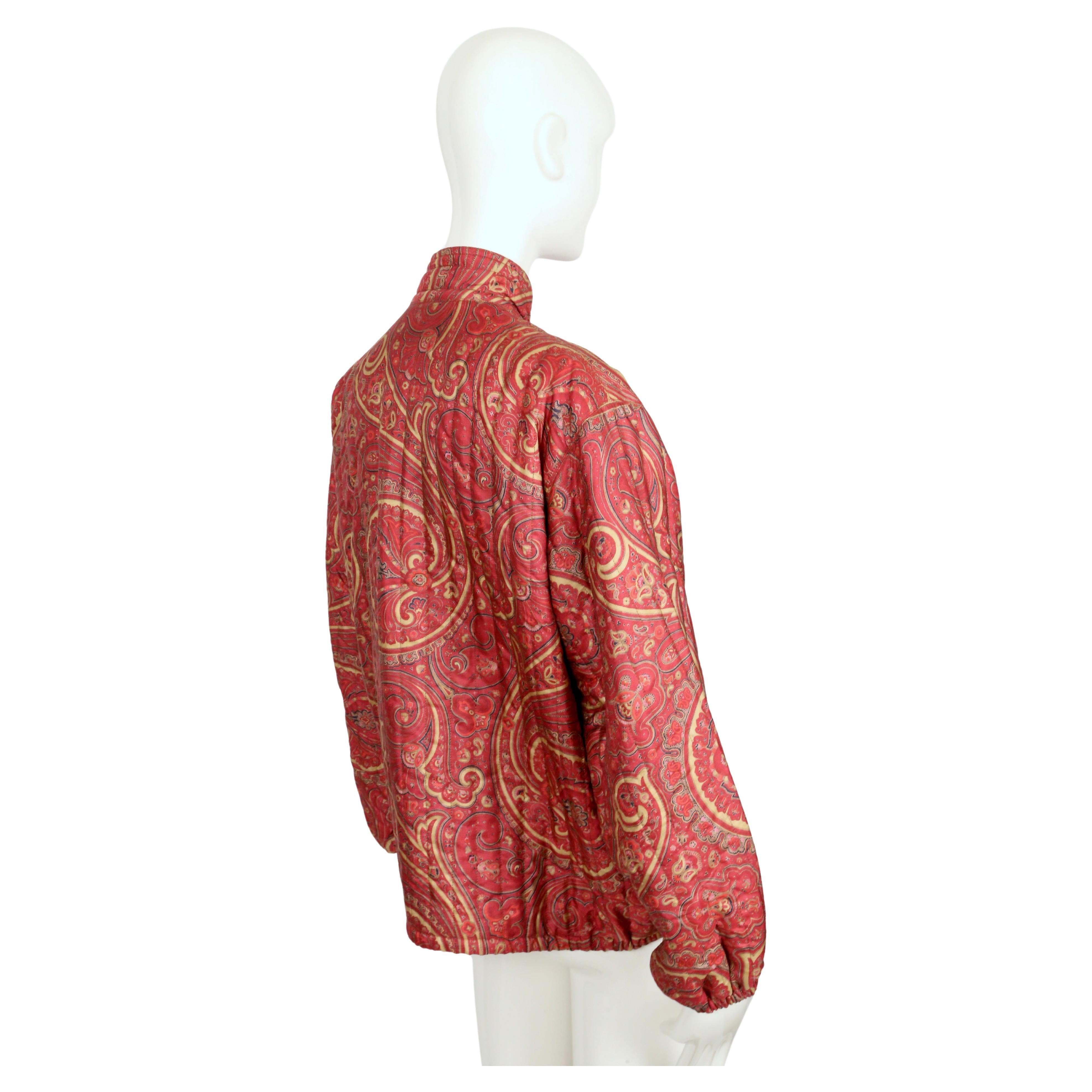 Women's or Men's 1977 YVES SAINT LAURENT paisley printed quilted silk jacket For Sale