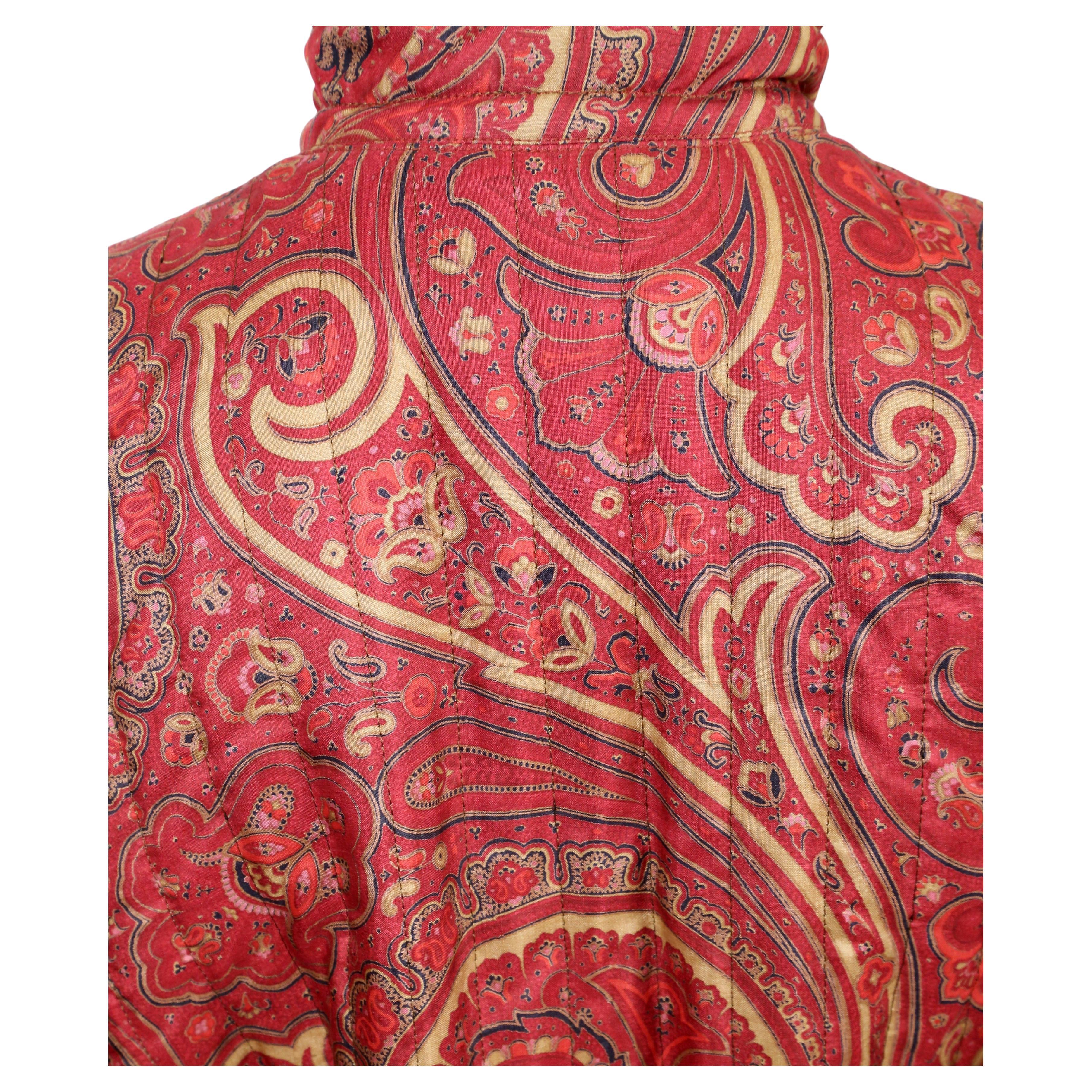 1977 YVES SAINT LAURENT paisley printed quilted silk jacket For Sale 1