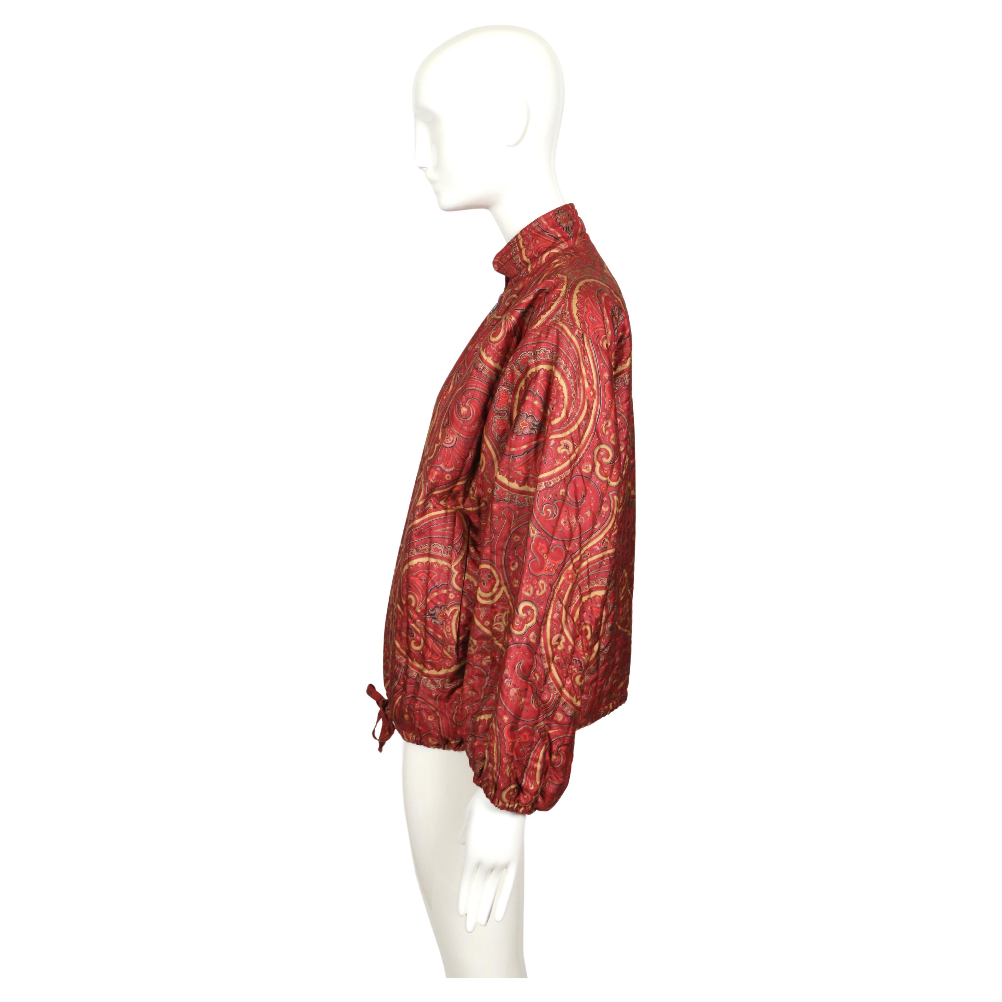 1977 YVES SAINT LAURENT paisley printed quilted silk jacket For Sale 1