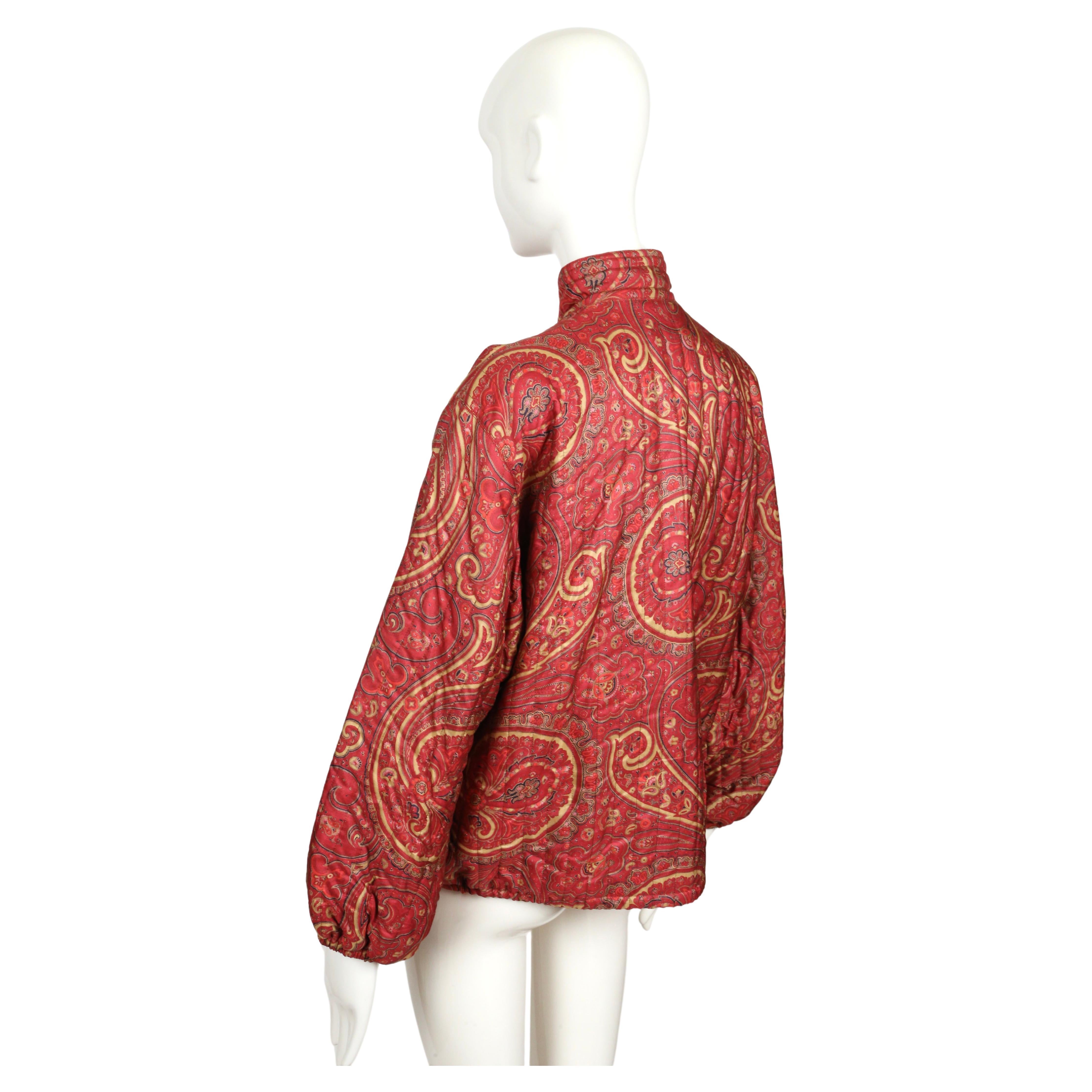 1977 YVES SAINT LAURENT paisley printed quilted silk jacket For Sale 2