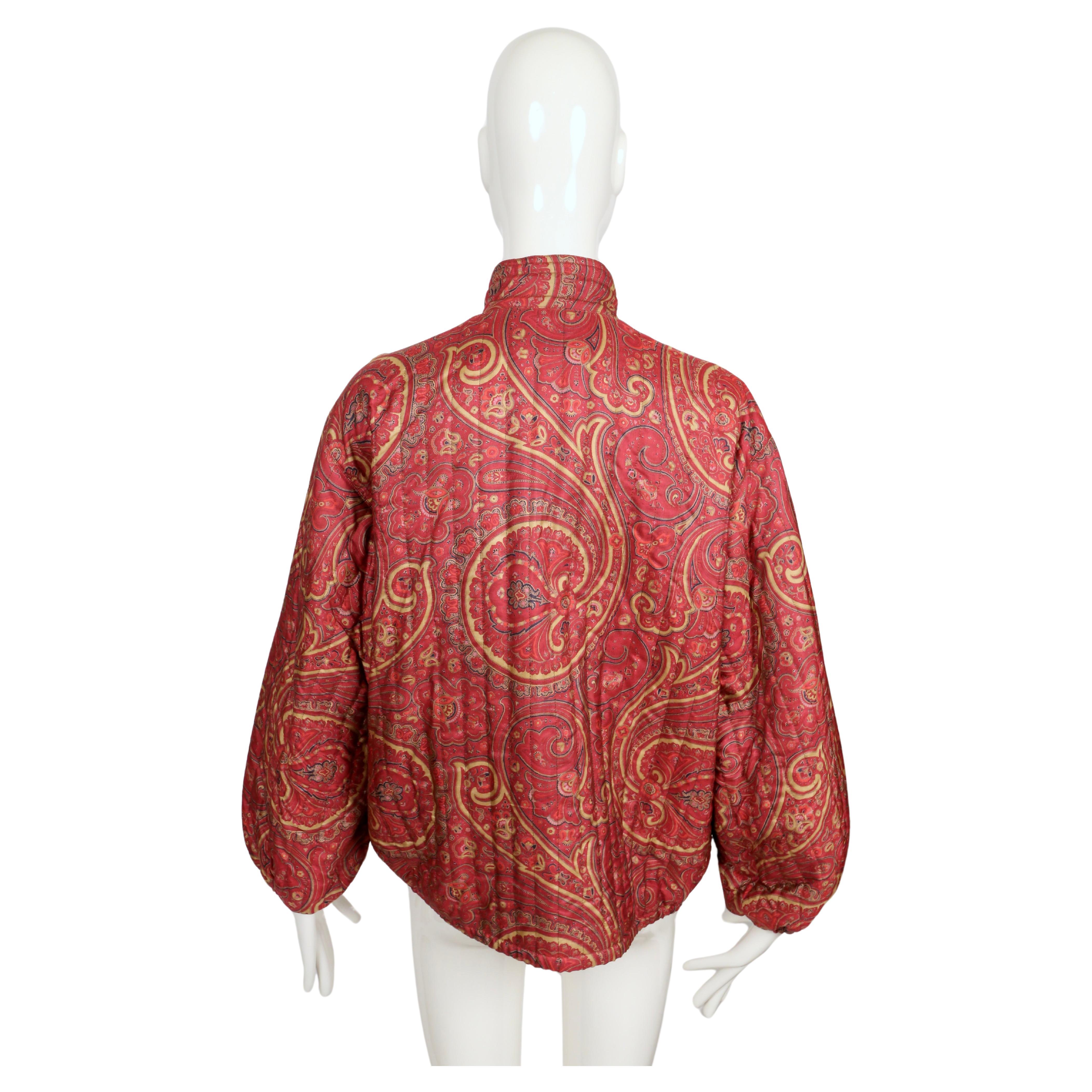 1977 YVES SAINT LAURENT paisley printed quilted silk jacket For Sale 3