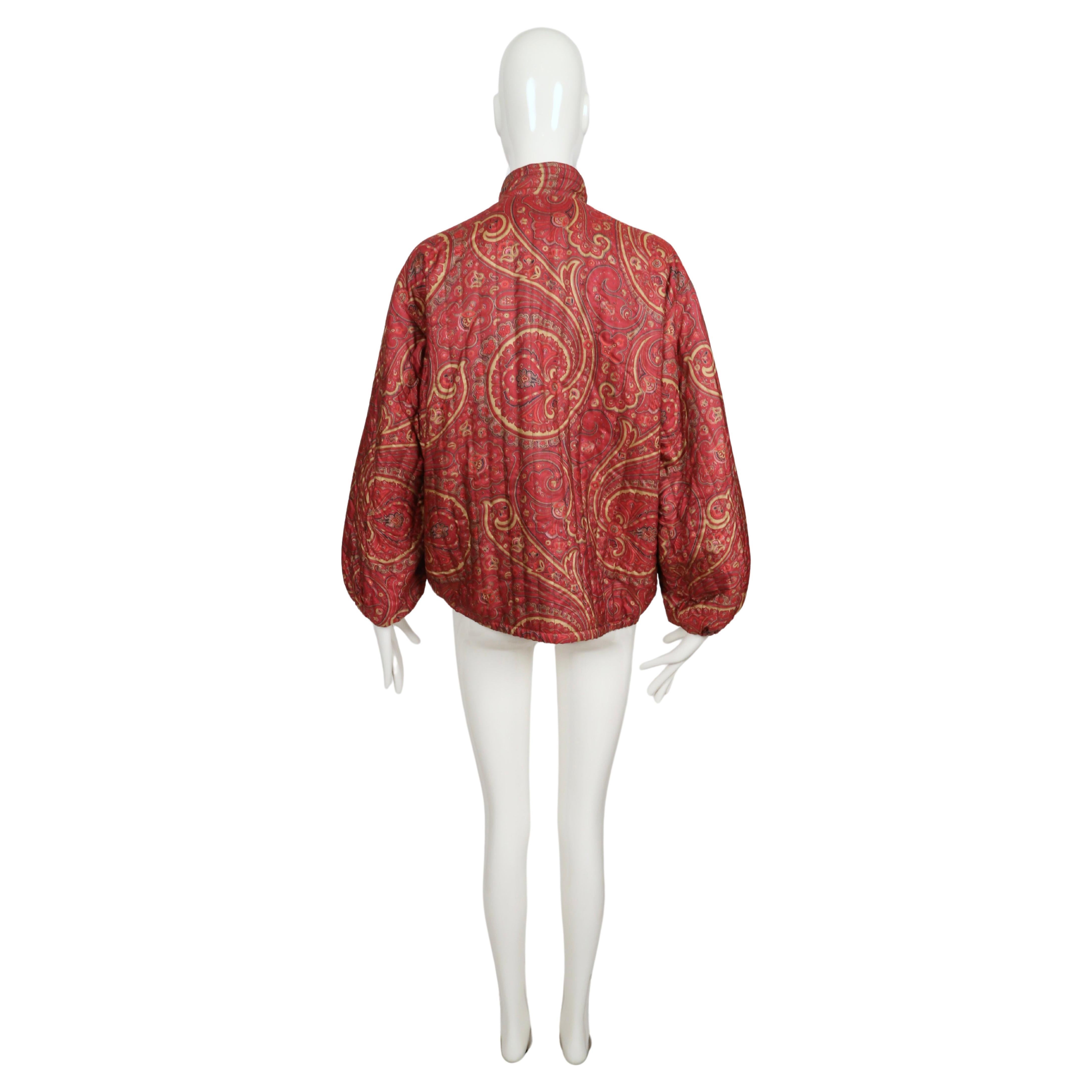 1977 YVES SAINT LAURENT paisley printed quilted silk jacket For Sale 4