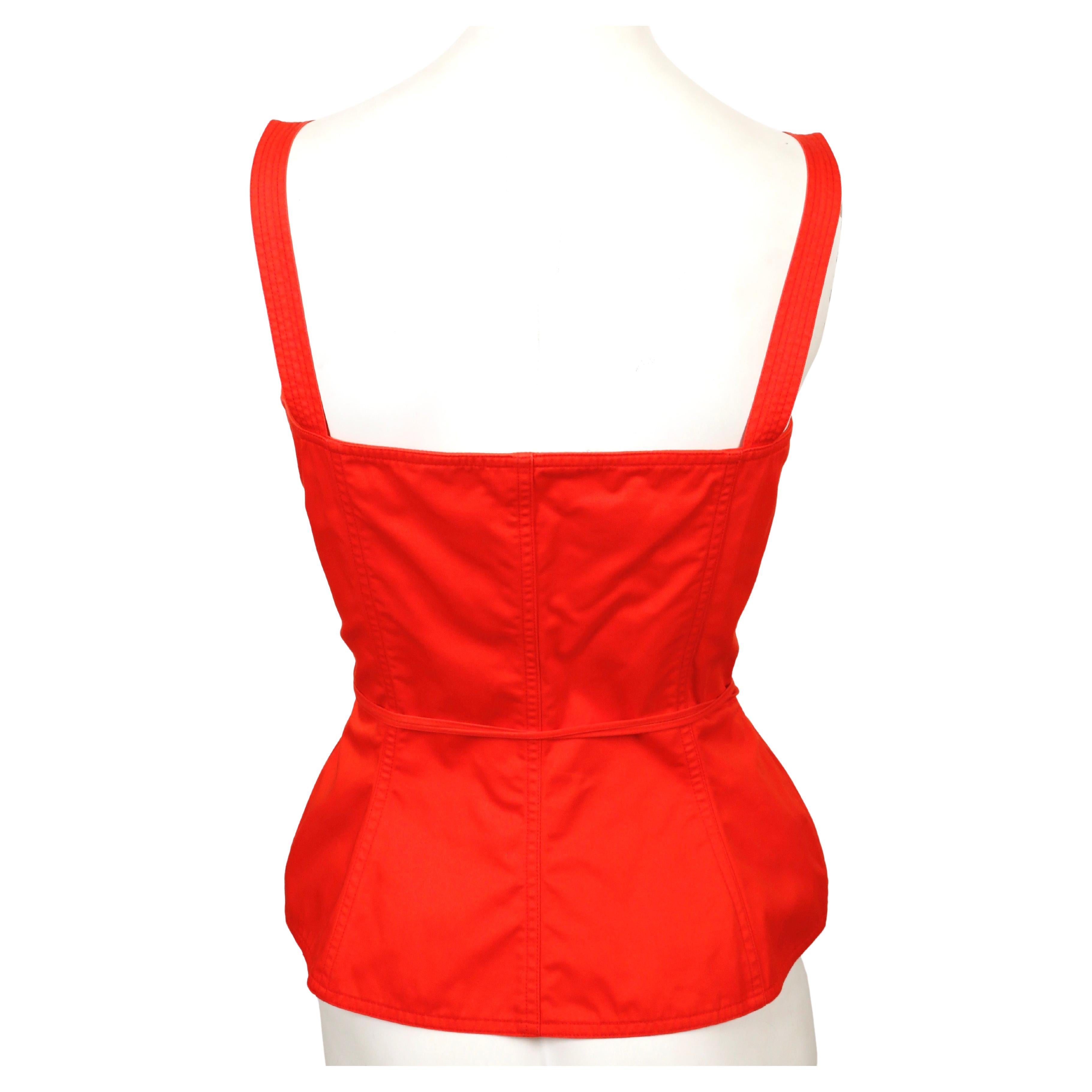 1977 YVES SAINT LAURENT red lace up RUNWAy peasant bustier   In Good Condition In San Fransisco, CA